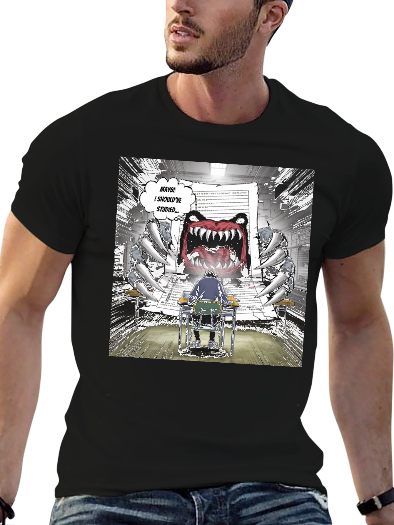 Study Monster Graphic Tee - Black Cotton T-Shirt
