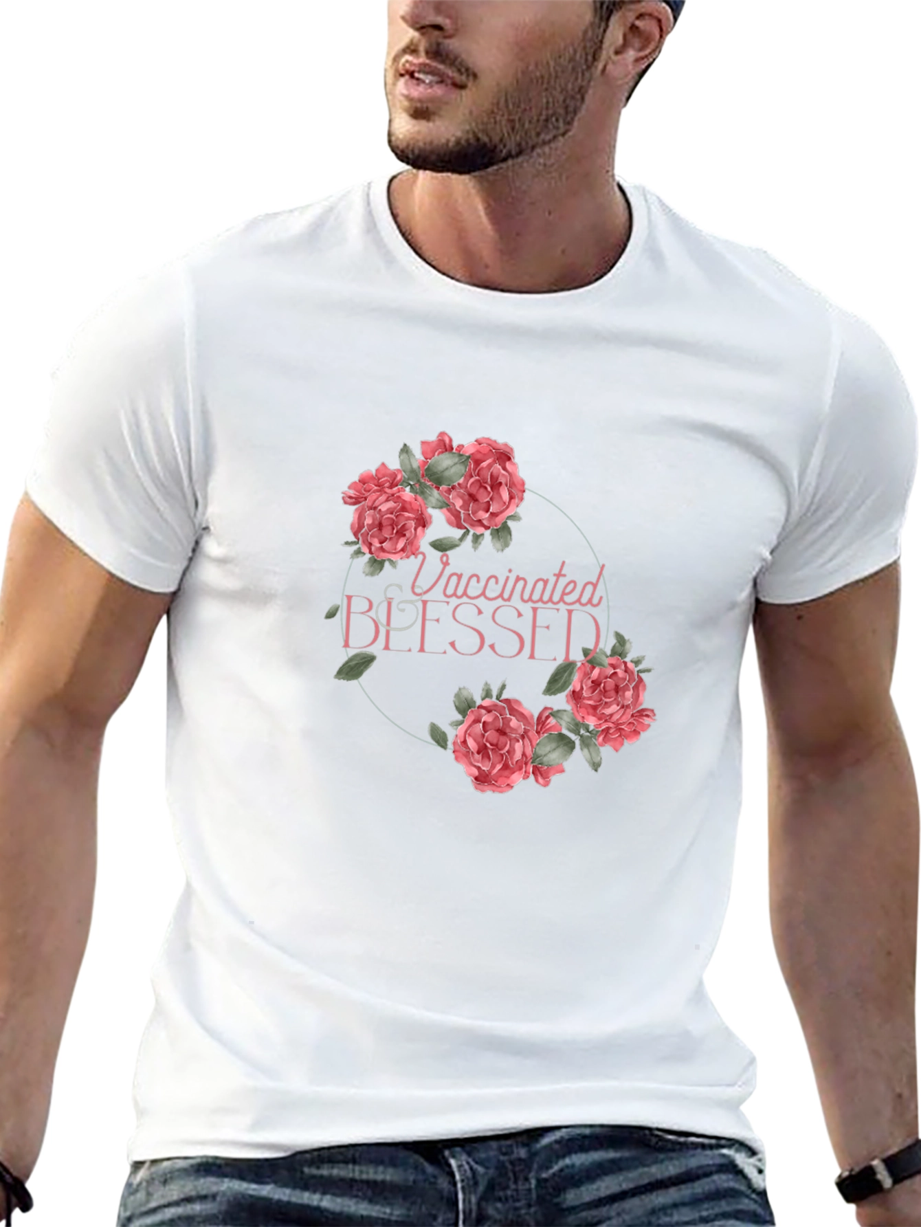 Vaccinated Blessed Floral T-Shirt