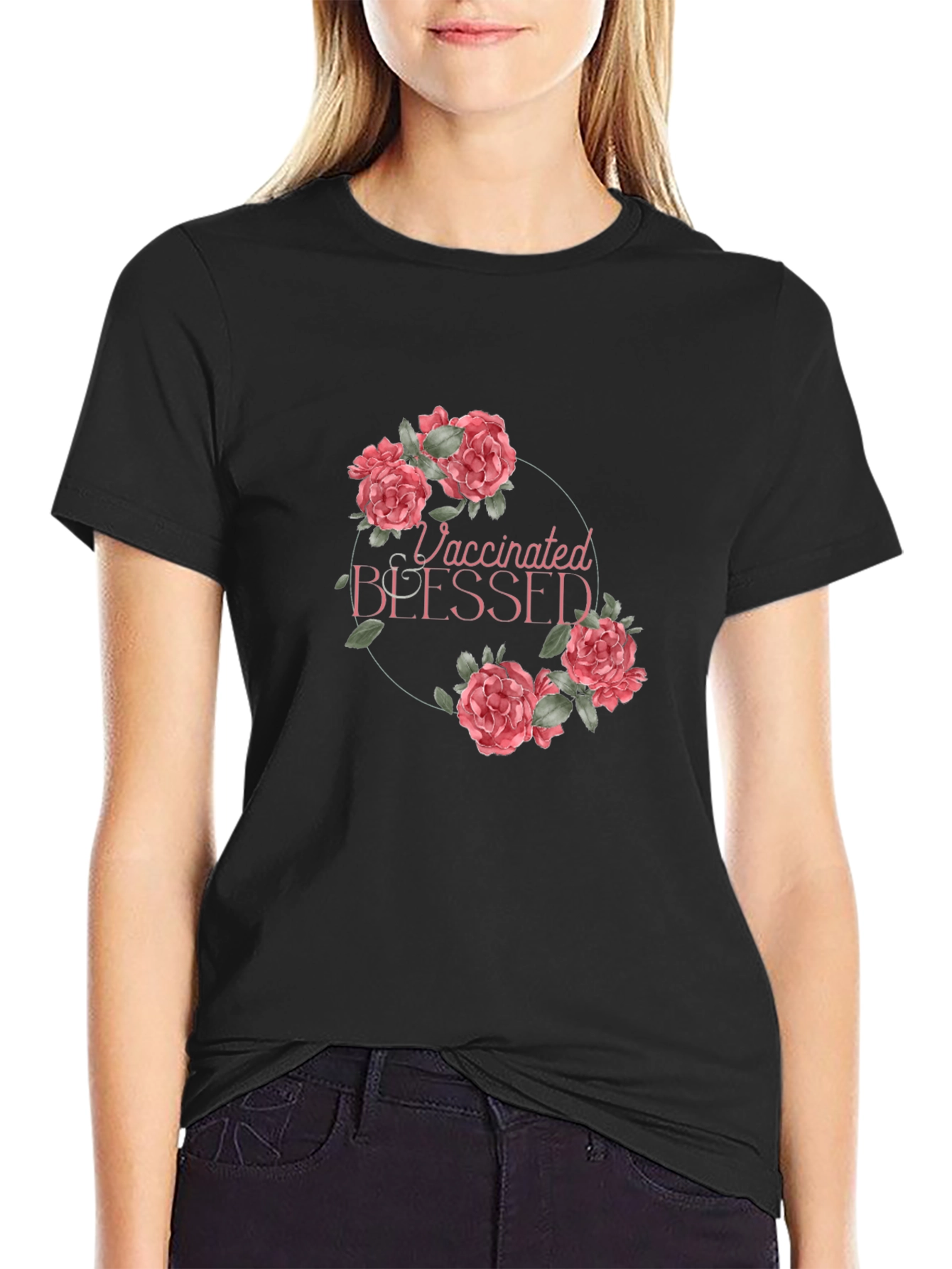 Vaccinated Blessed Floral T-Shirt