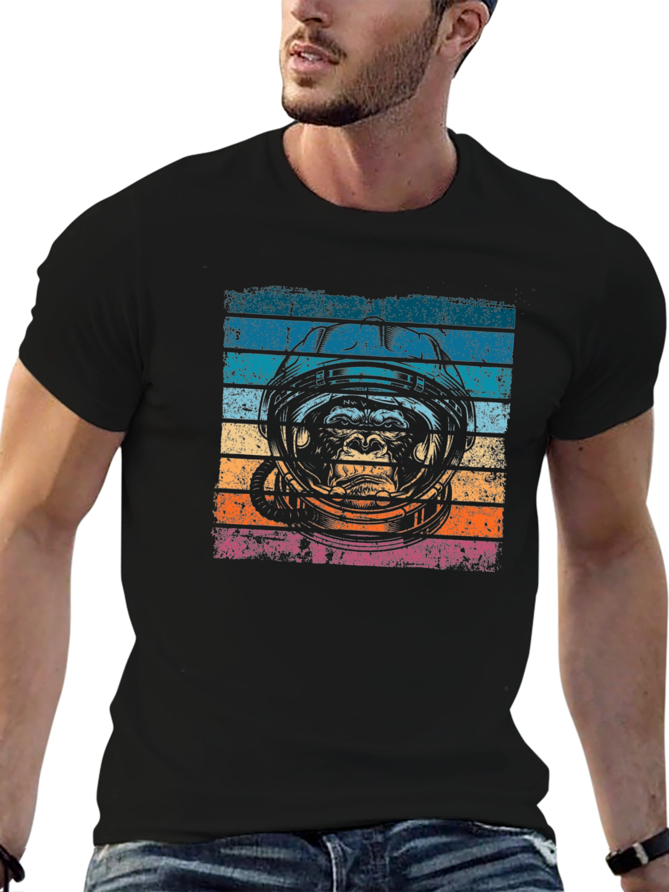Retro Ape Astronaut Graphic T-Shirt