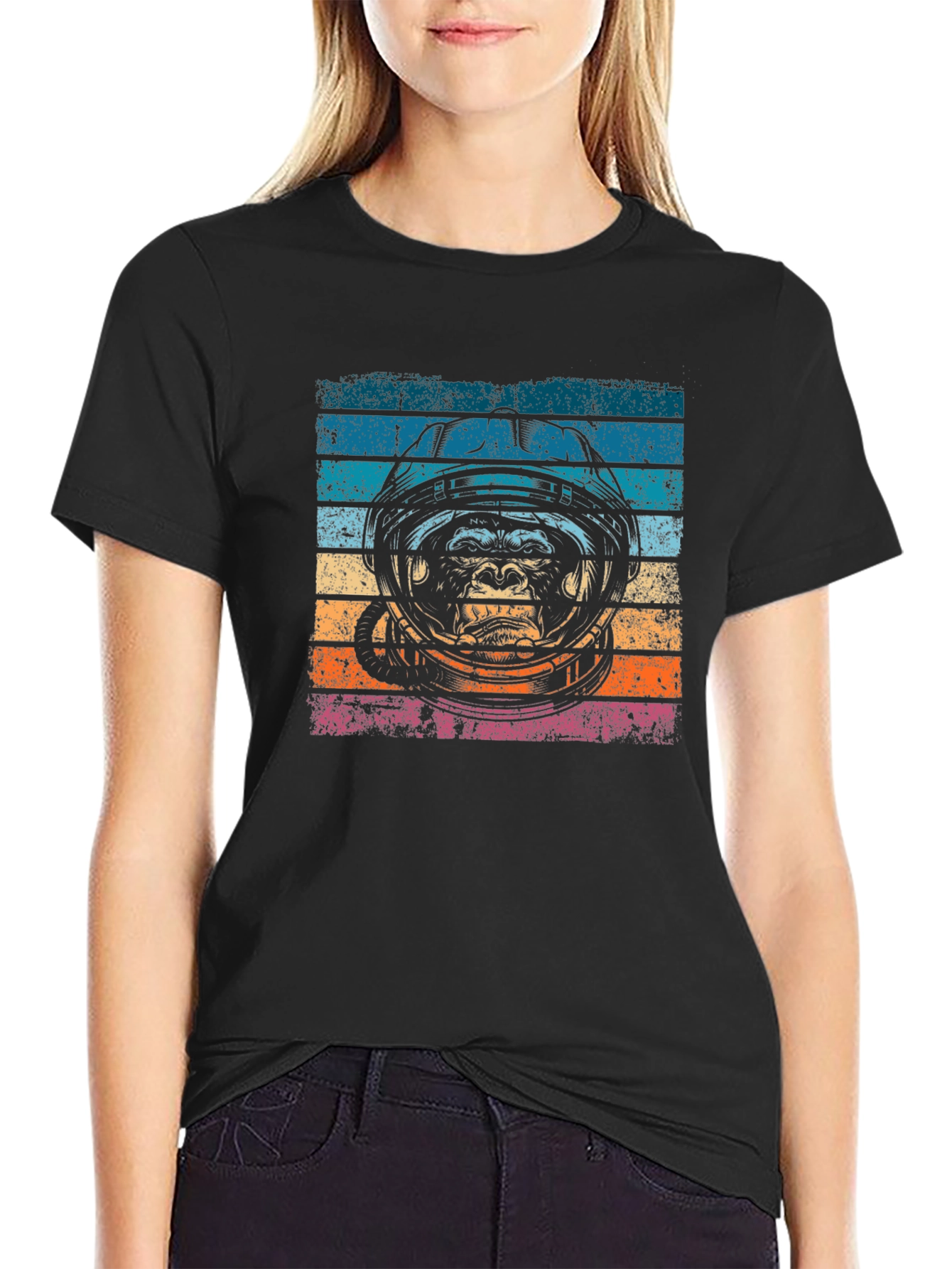 Retro Ape Astronaut Graphic T-Shirt