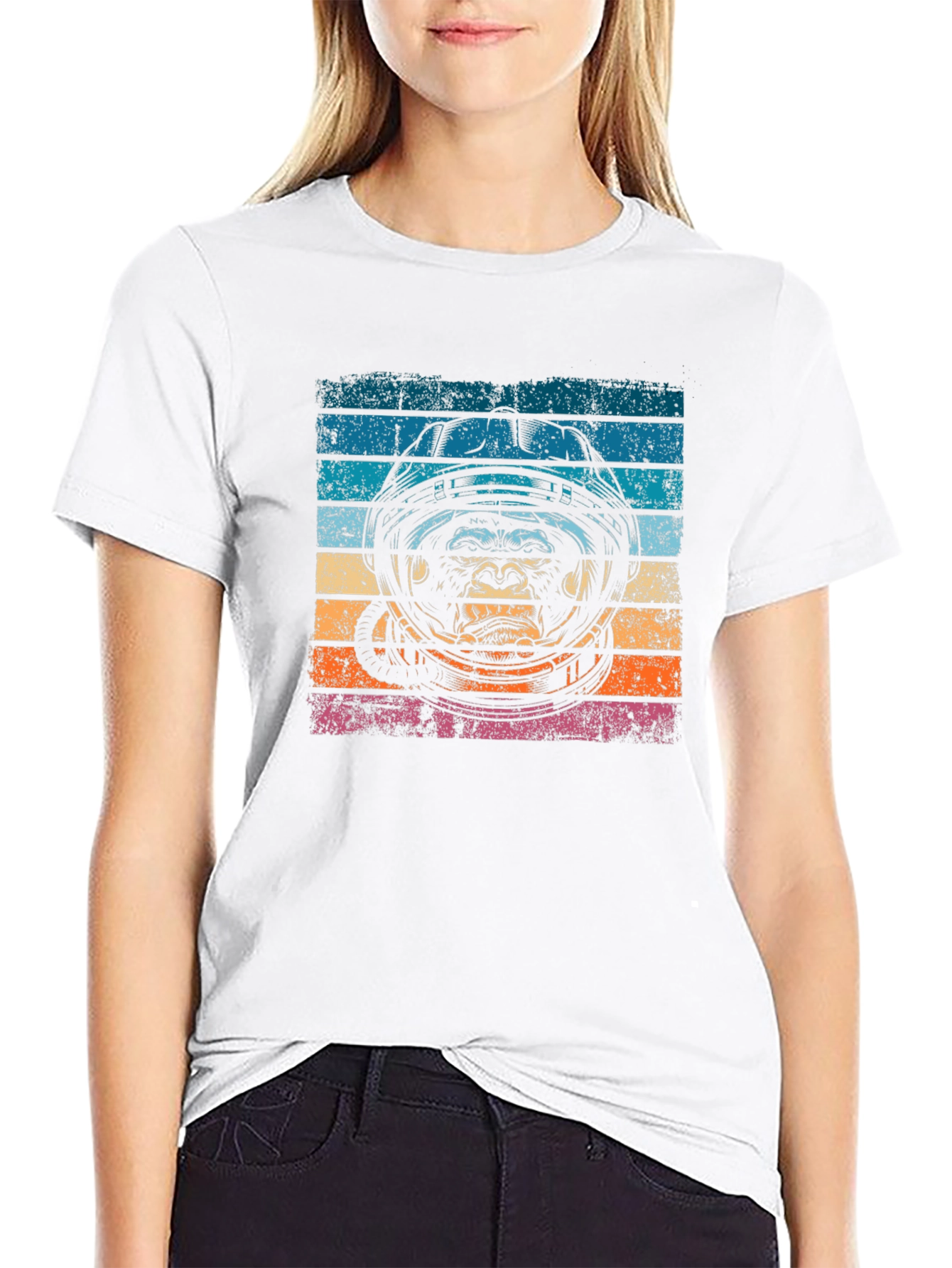 Retro Ape Astronaut Graphic T-Shirt