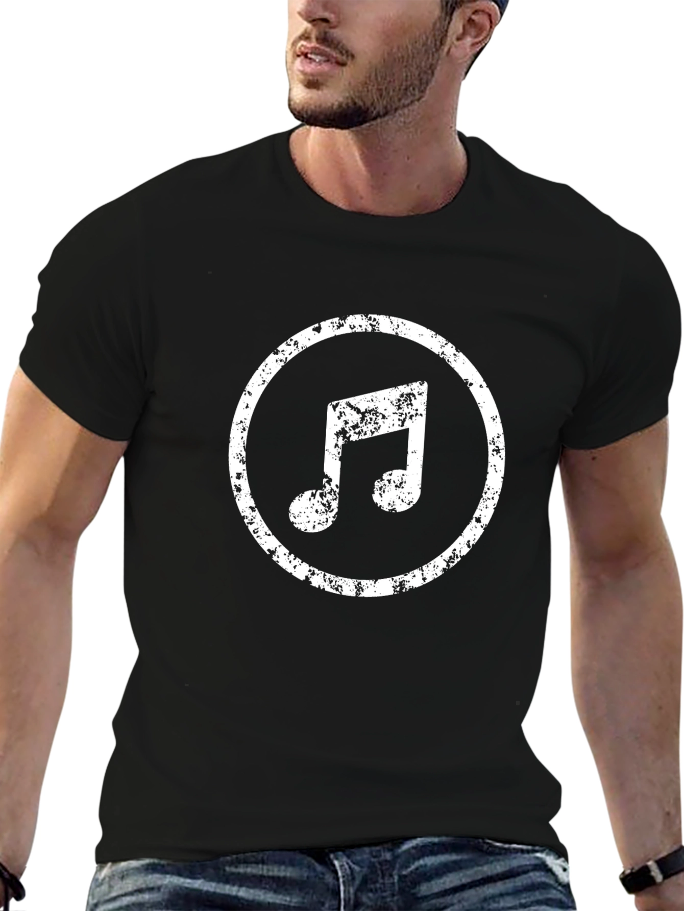 Distressed Music Note Graphic Tee