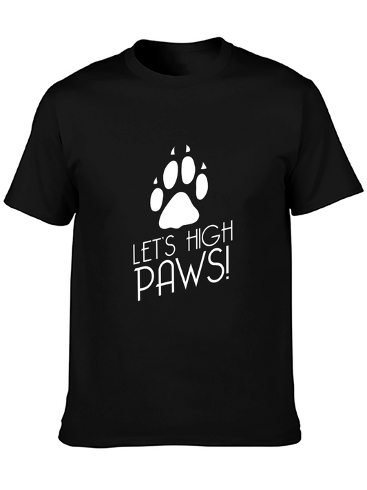 Lets High Paws! Graphic Tee - Black Cotton Casual Shirt