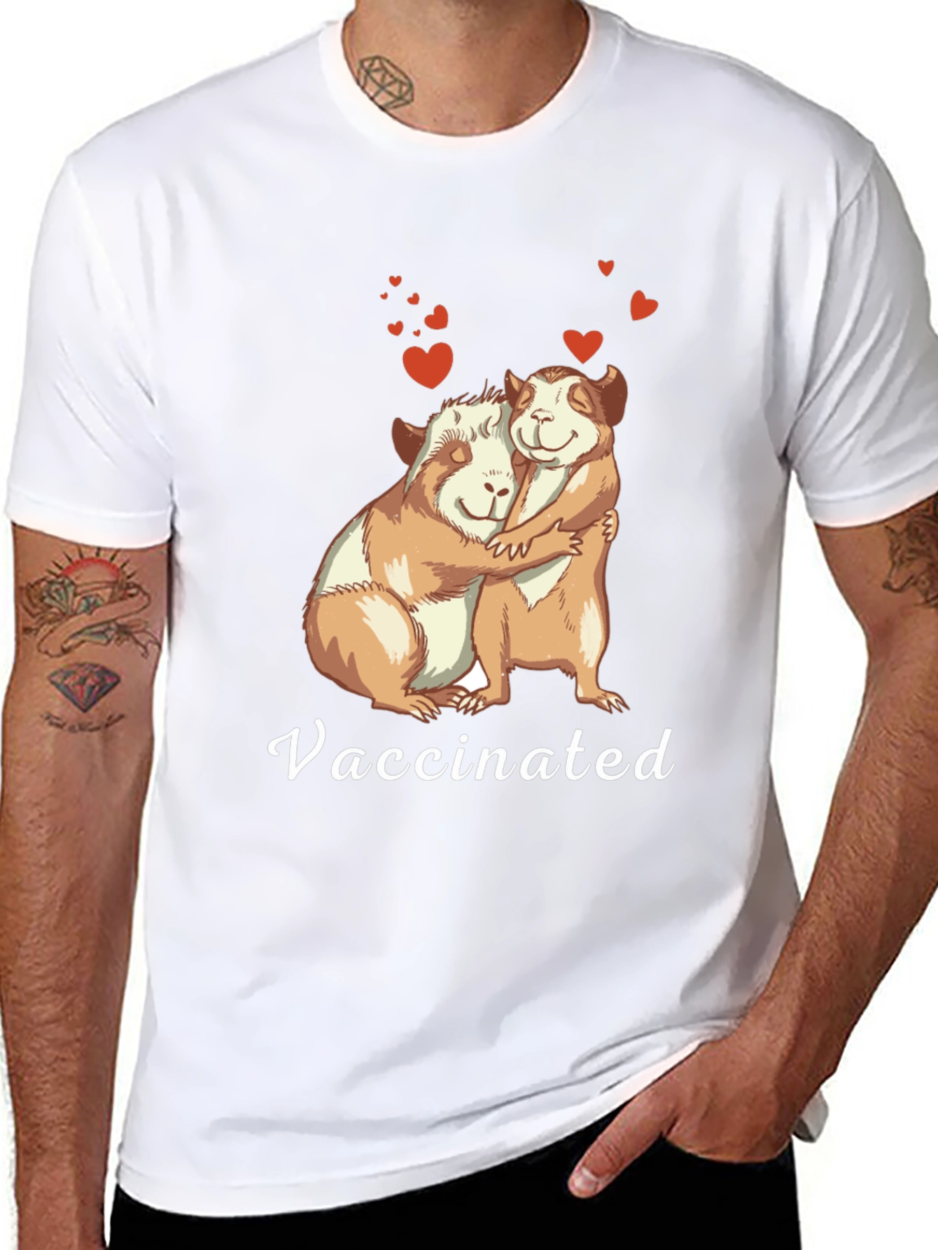 Vaccinated Guinea Pig Hug T-Shirt