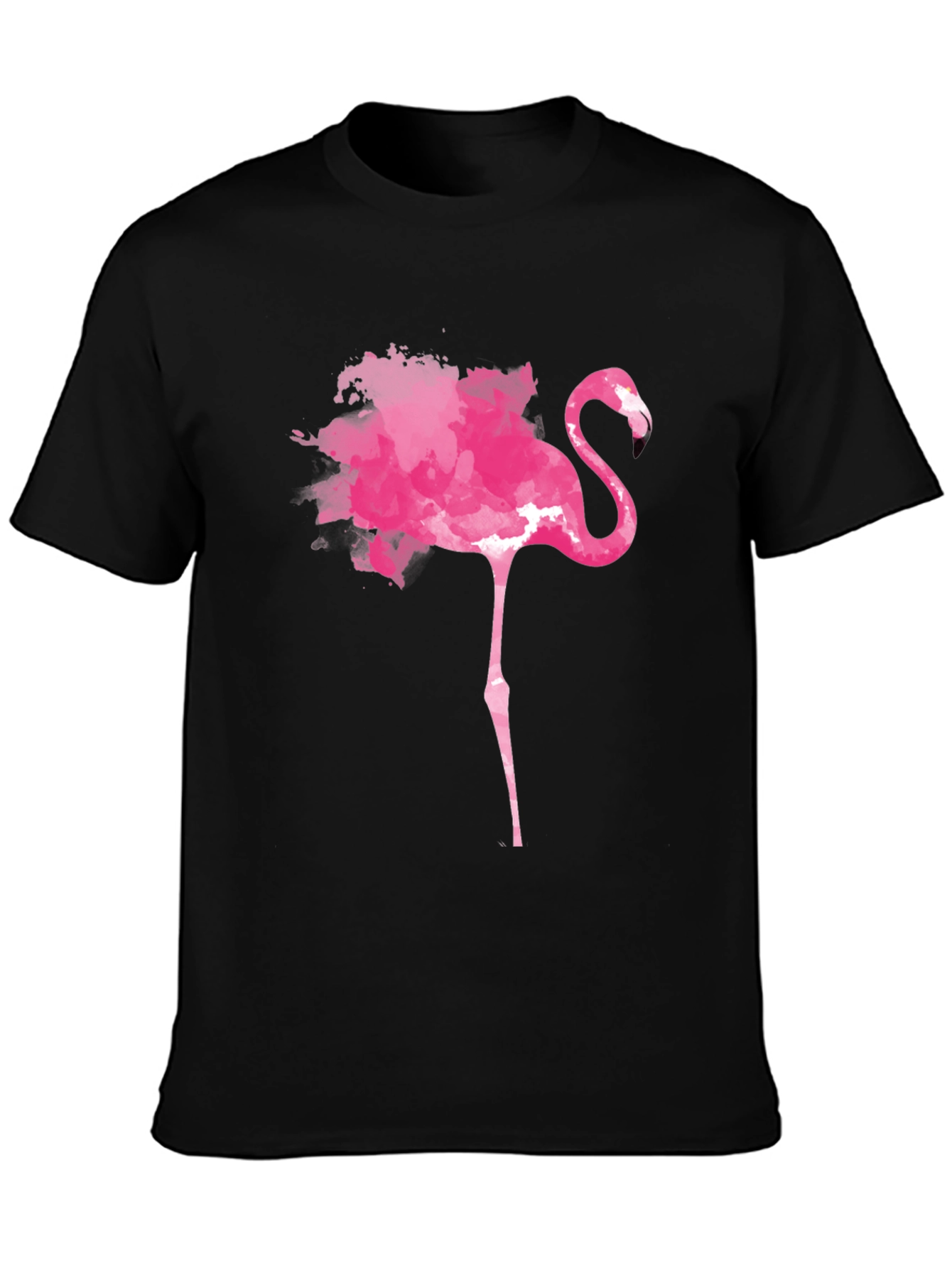 Pink Flamingo Graphic Tee - Trendy Mens Black T-Shirt