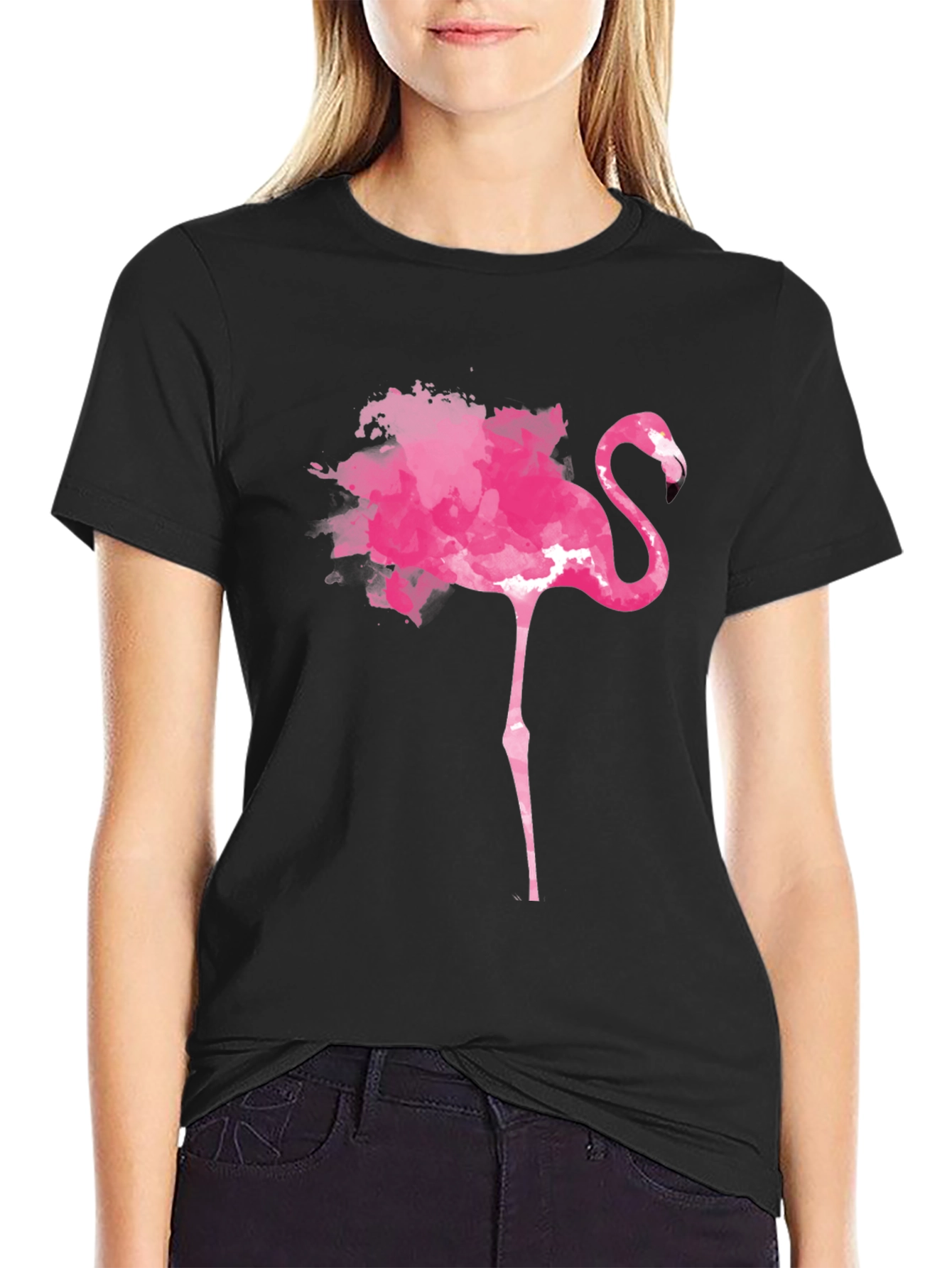 Pink Flamingo Graphic Tee - Trendy Mens Black T-Shirt