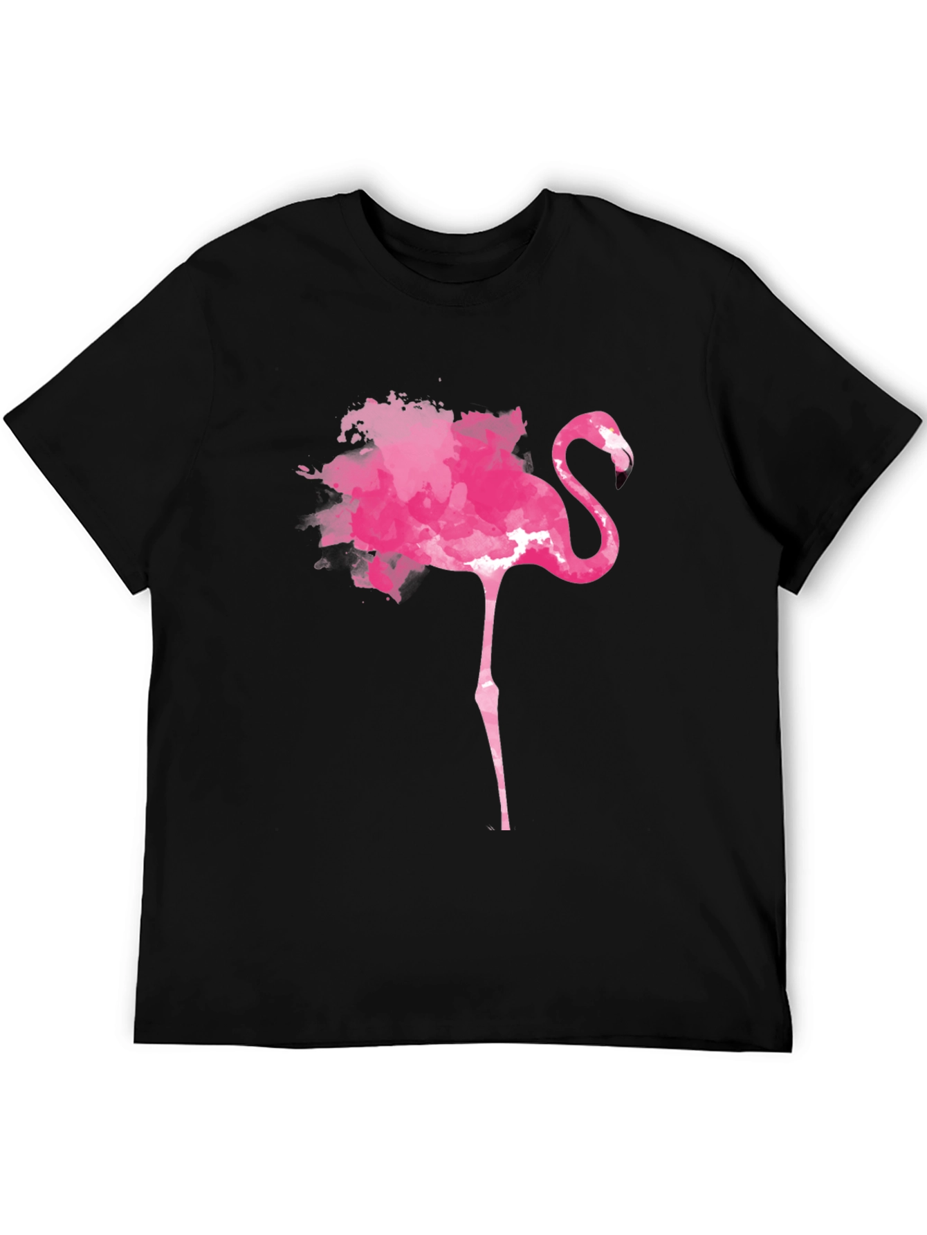 Pink Flamingo Graphic Tee - Trendy Mens Black T-Shirt