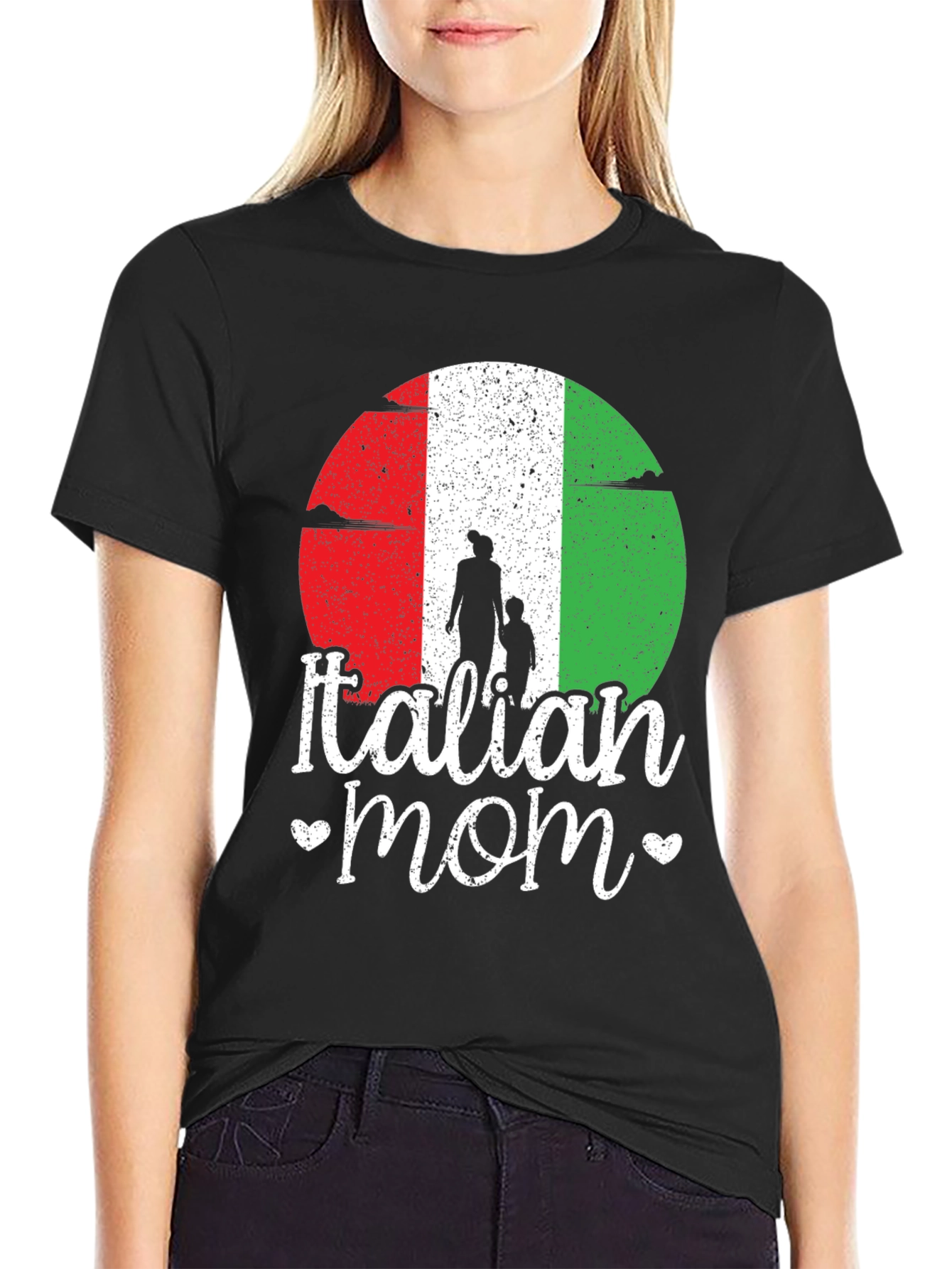 Italian Mom Graphic T-Shirt - Black