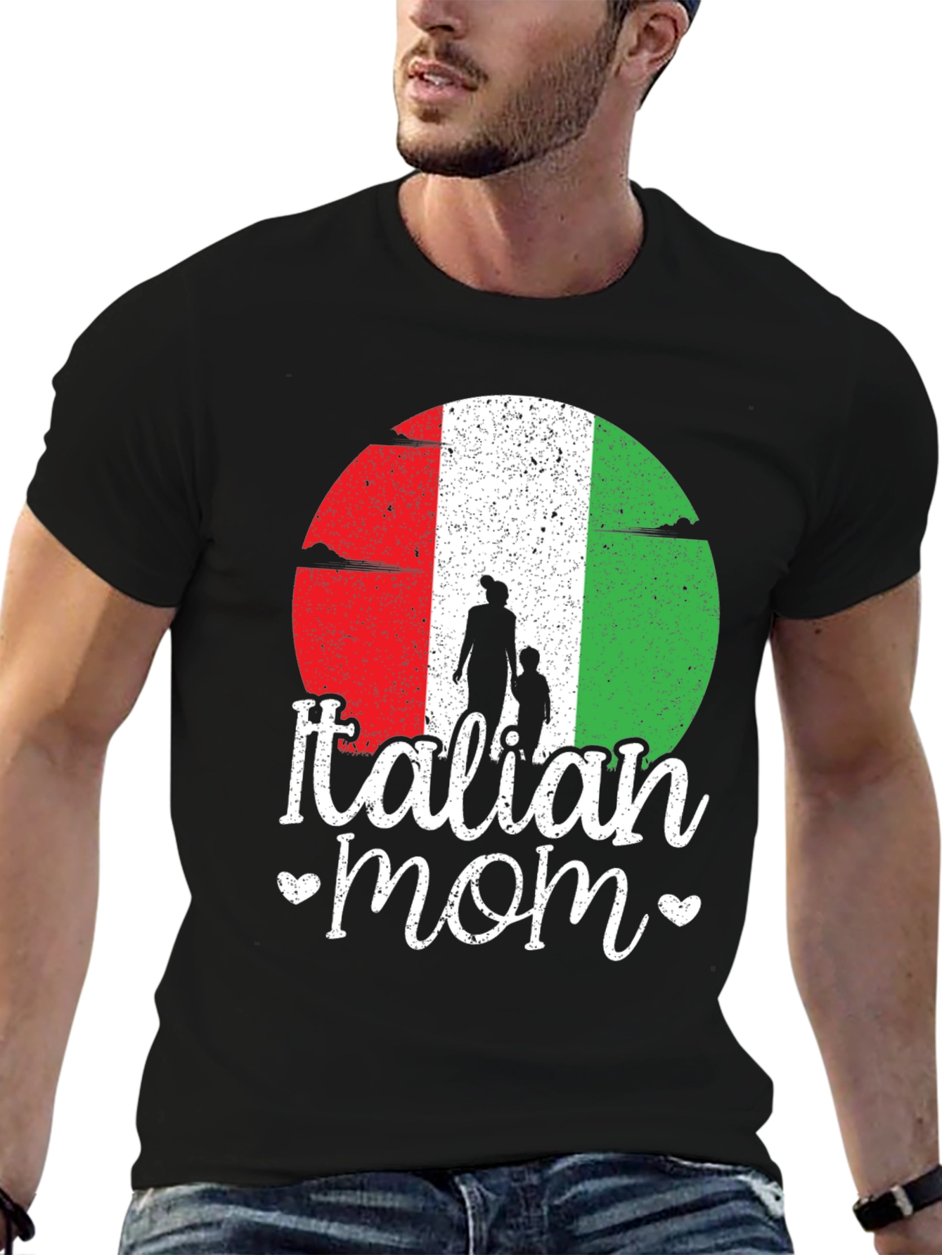 Italian Mom Graphic T-Shirt - Black