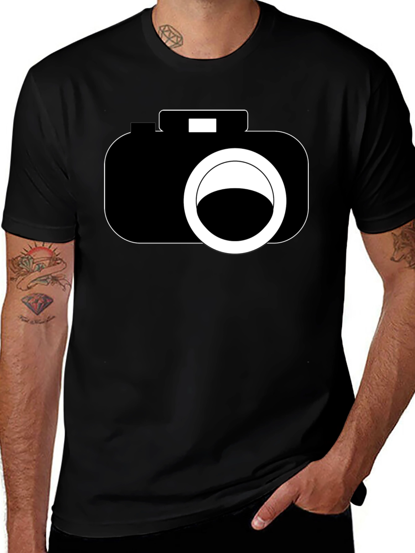 Camera Graphic Black T-Shirt - Photography Lover