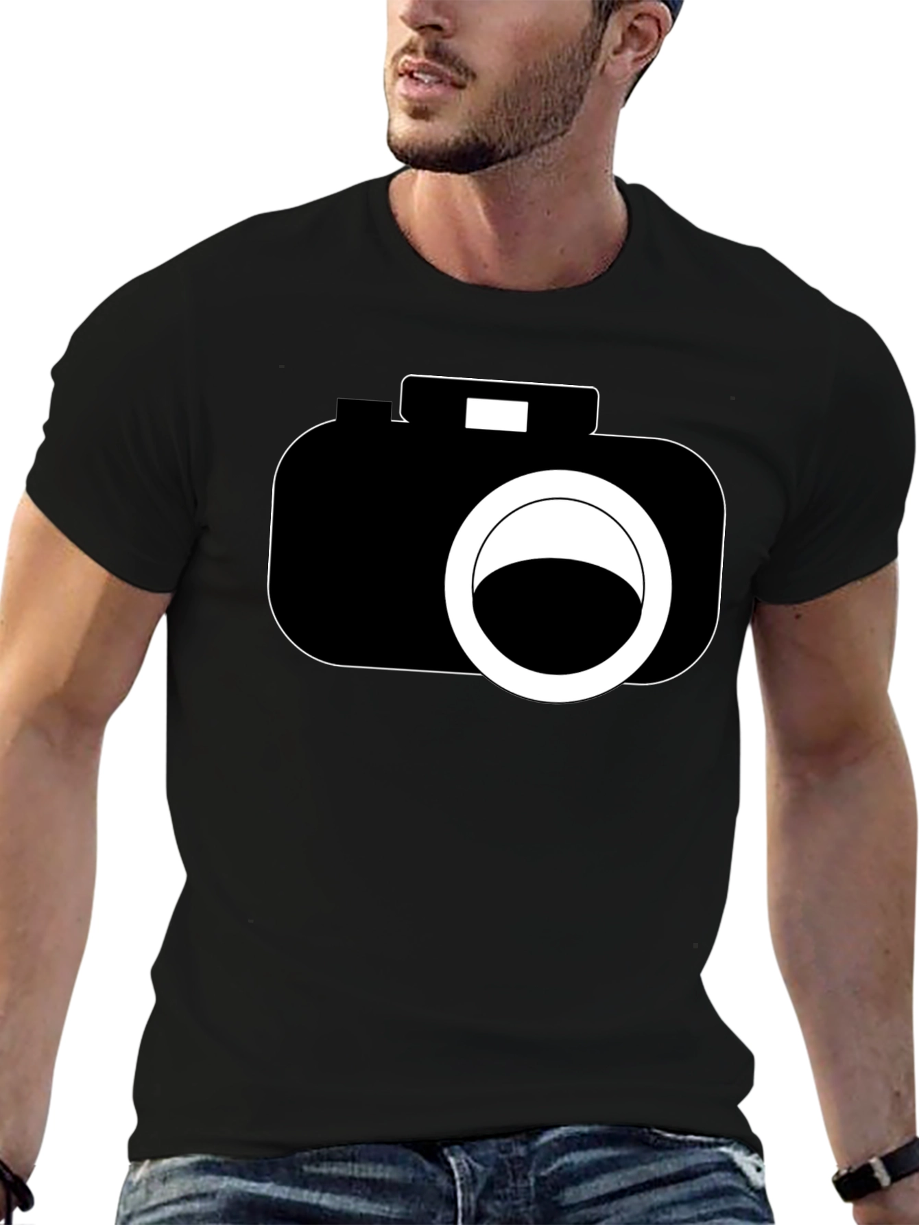 Camera Graphic Black T-Shirt - Photography Lover
