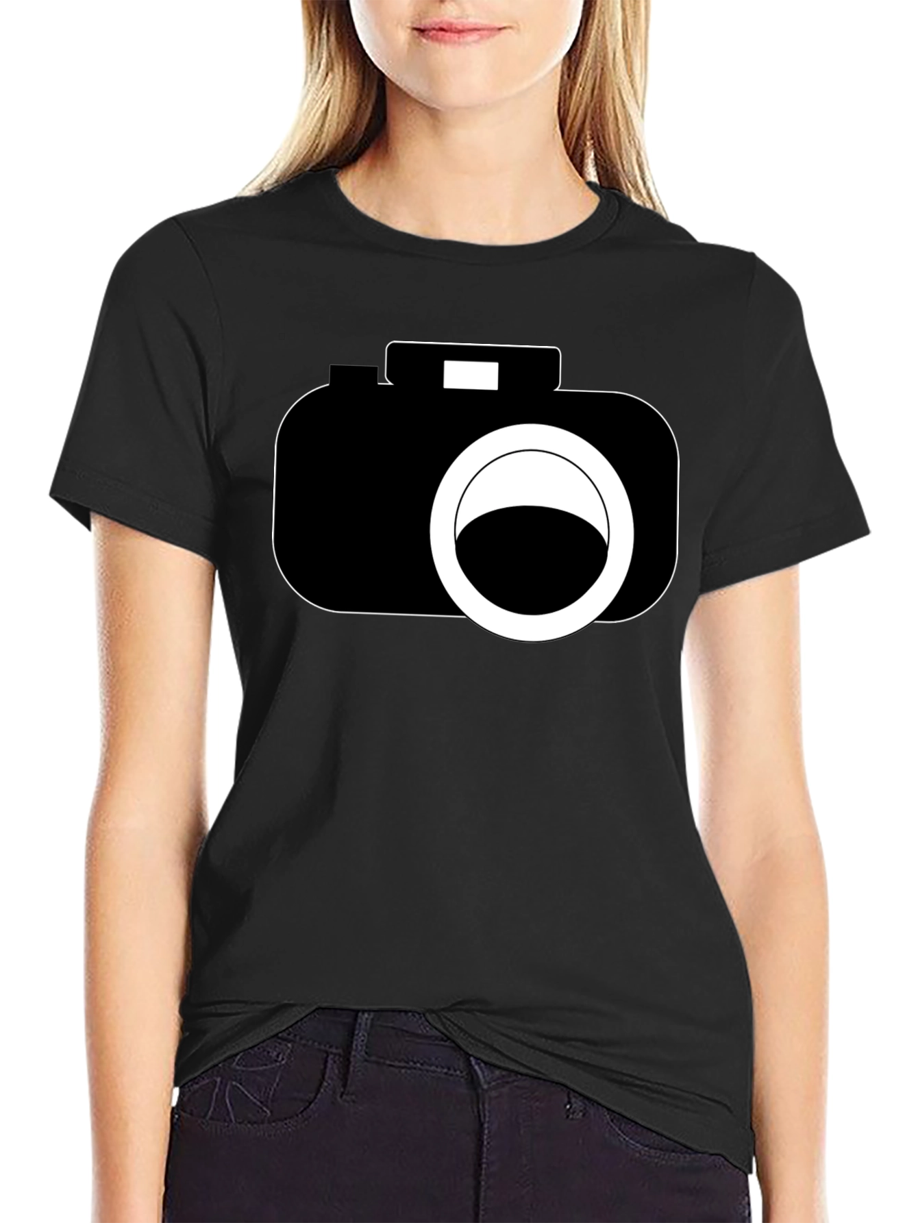 Camera Graphic Black T-Shirt - Photography Lover