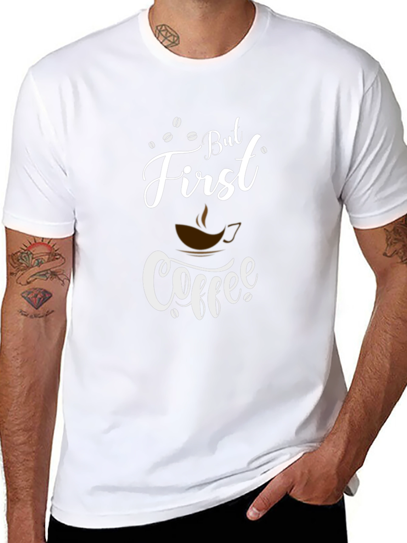 But First Coffee Graphic Tee - Black Cotton Blend