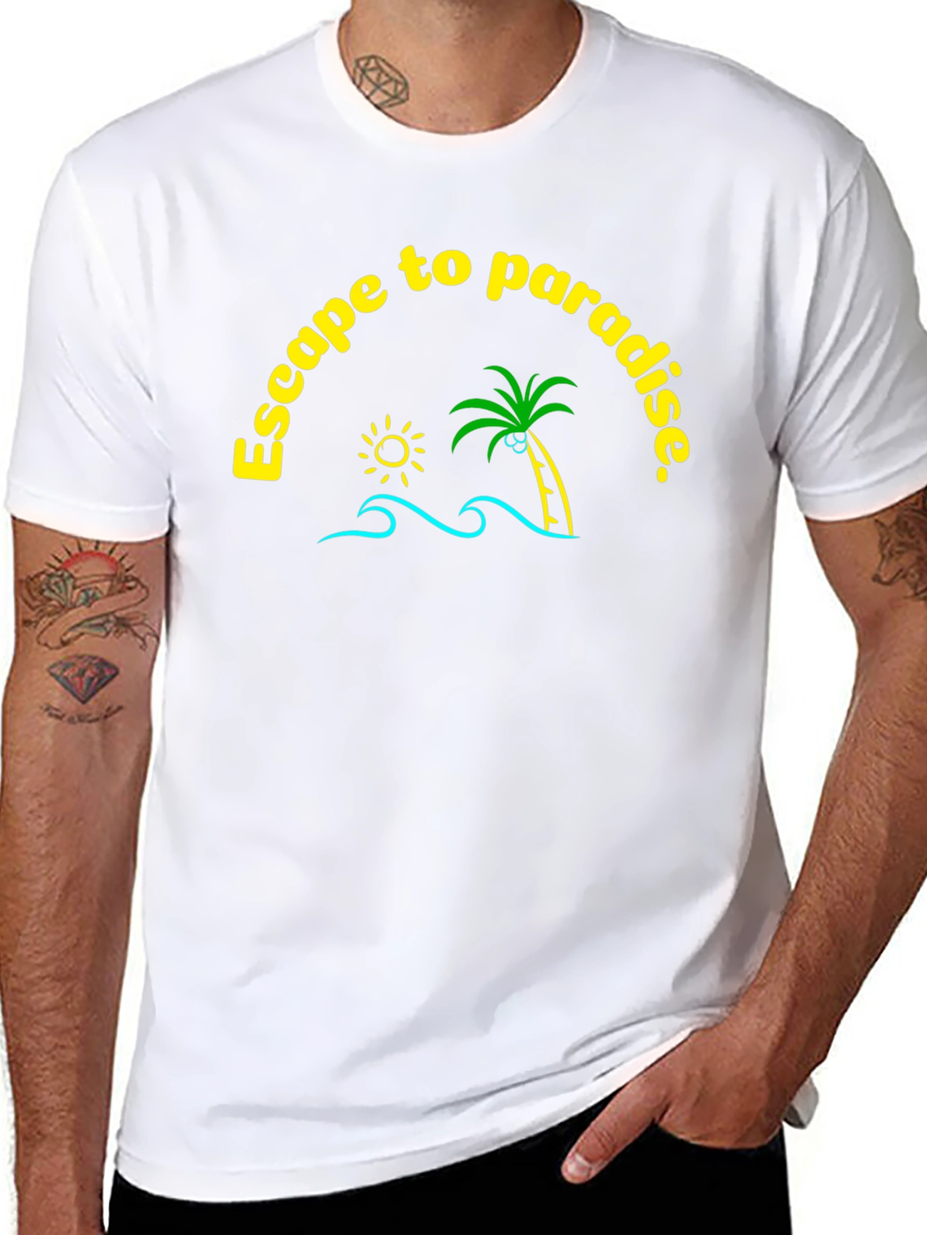 Escape to Paradise Graphic T-Shirt - Black