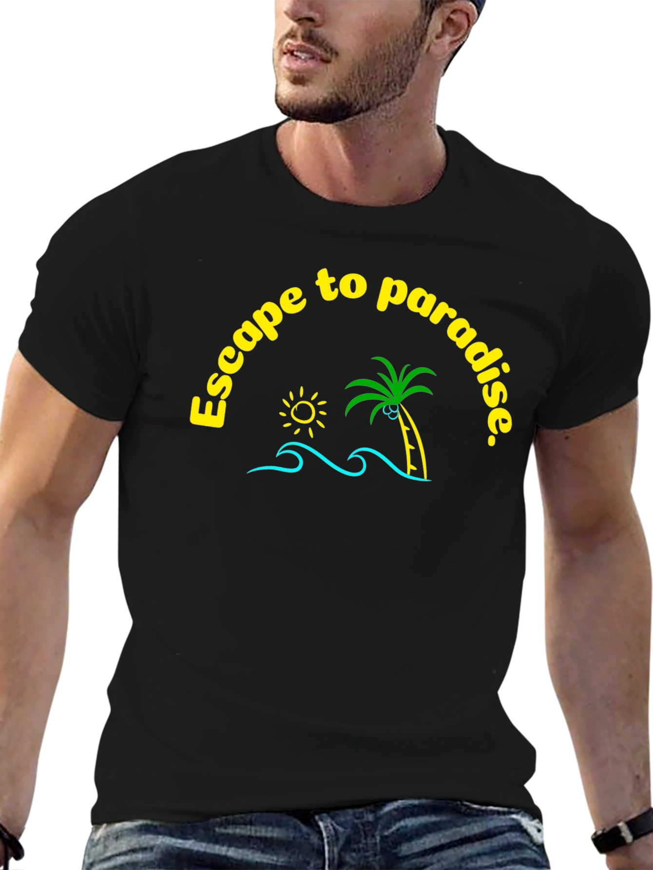 Escape to Paradise Graphic T-Shirt - Black