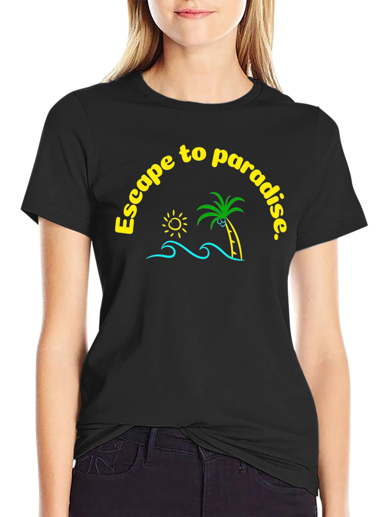 Escape to Paradise Graphic T-Shirt - Black