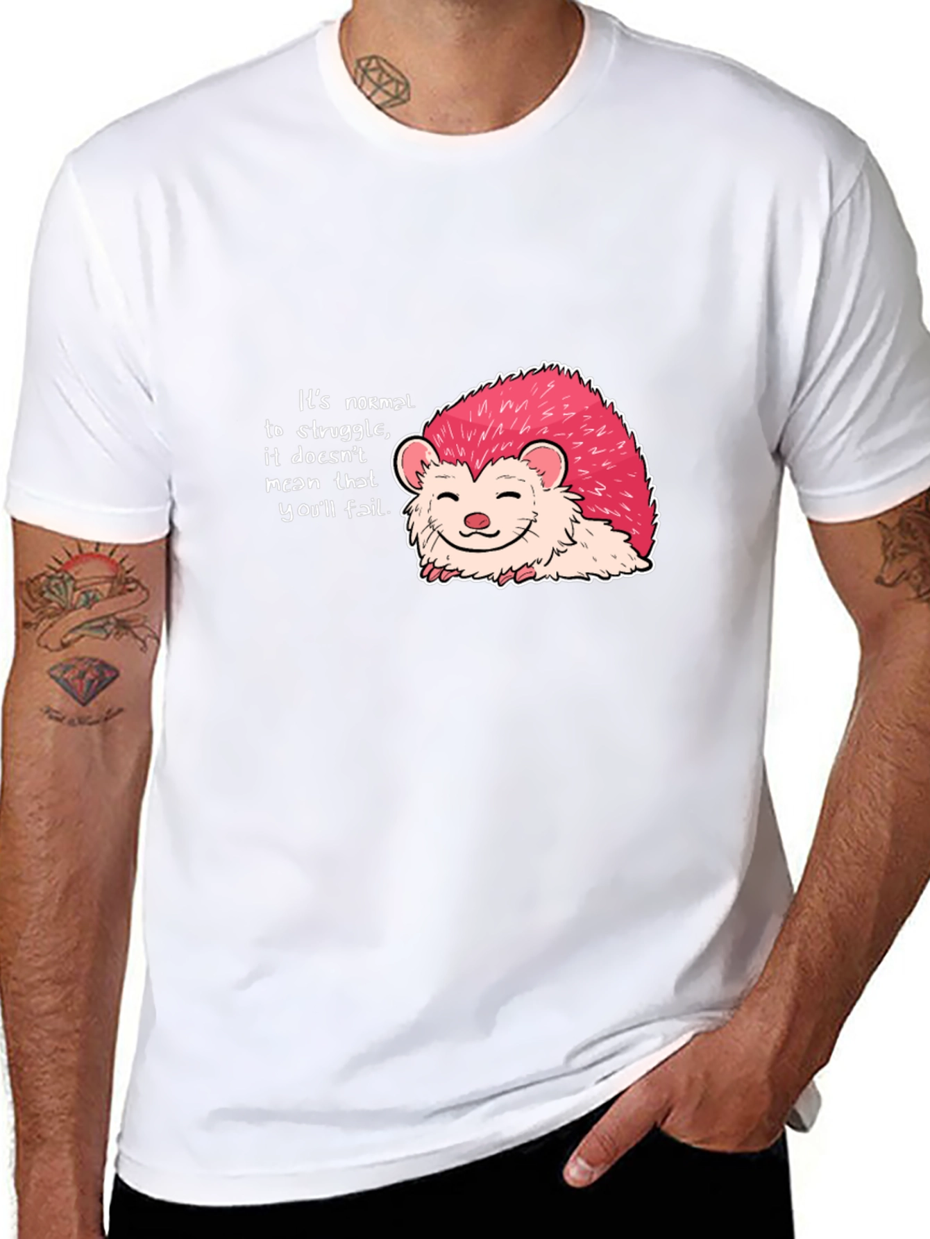 Motivational Hedgehog Graphic Tee - Black