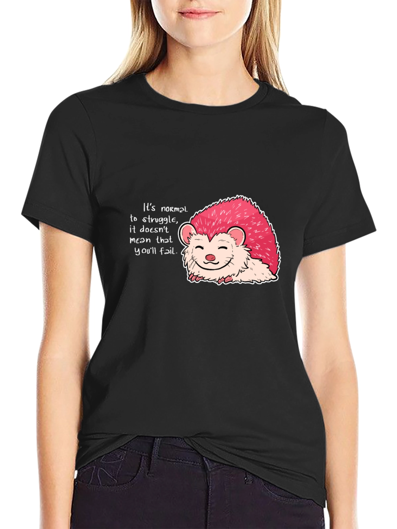 Motivational Hedgehog Graphic Tee - Black