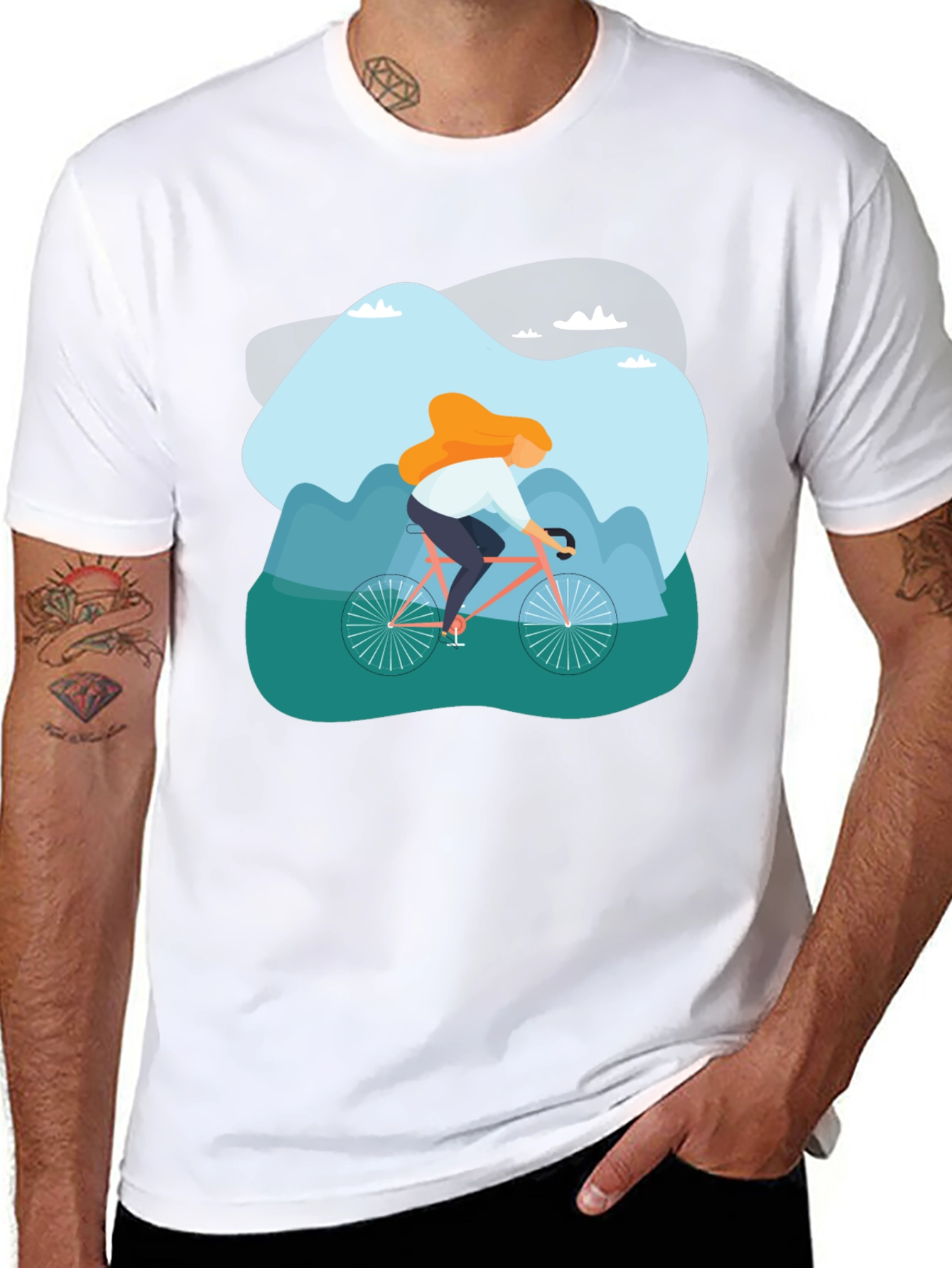 Cycling Adventure Graphic Tee - Black Cotton T-Shirt