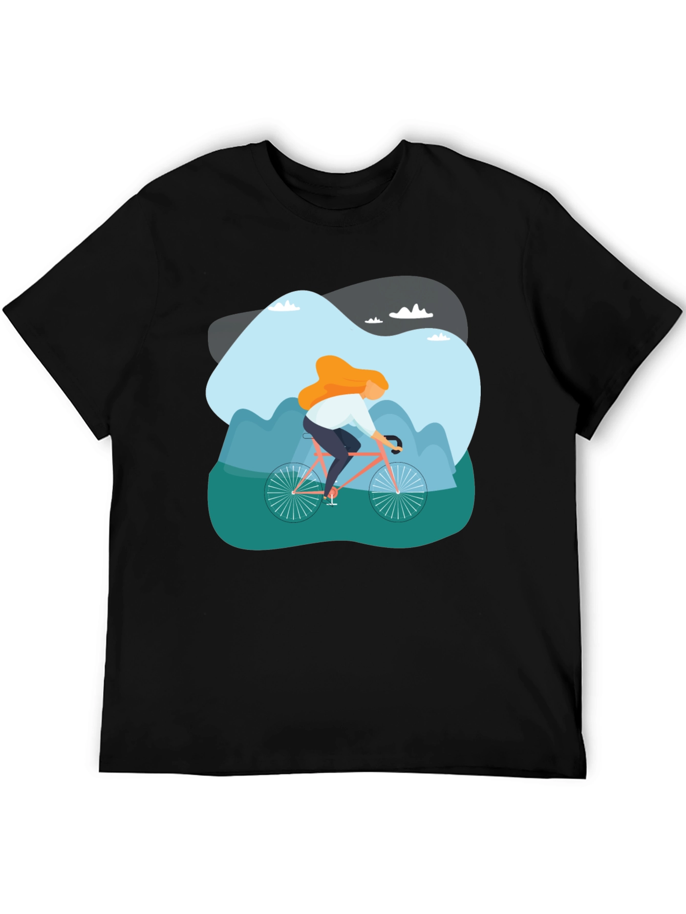 Cycling Adventure Graphic Tee - Black Cotton T-Shirt