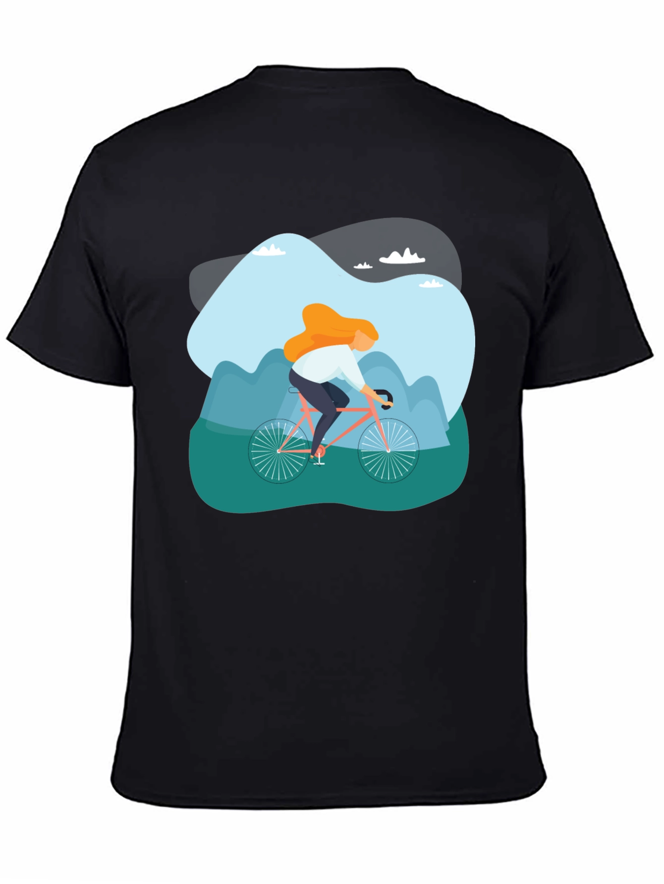 Cycling Adventure Graphic Tee - Black Cotton T-Shirt