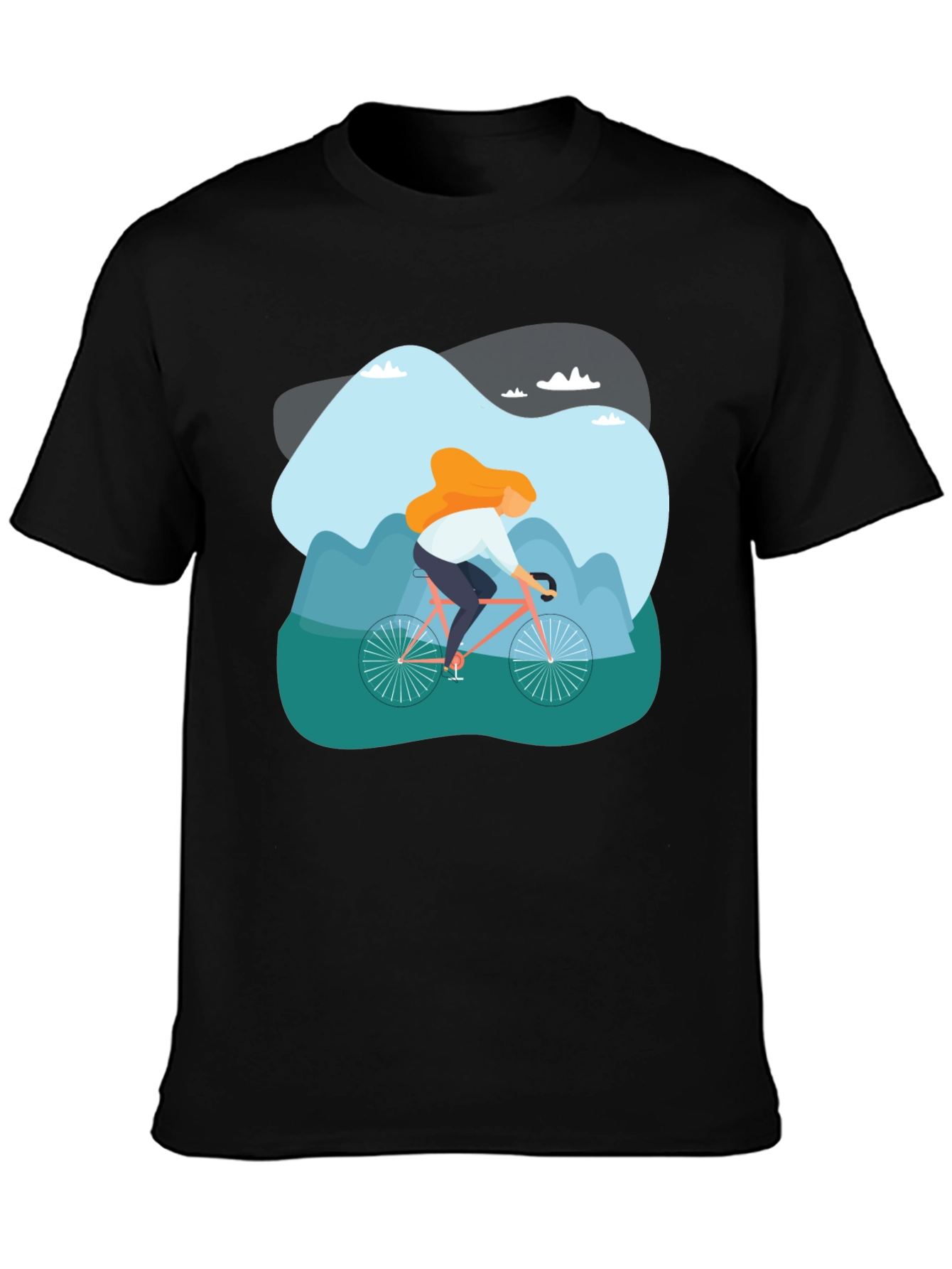 Cycling Adventure Graphic Tee - Black Cotton T-Shirt