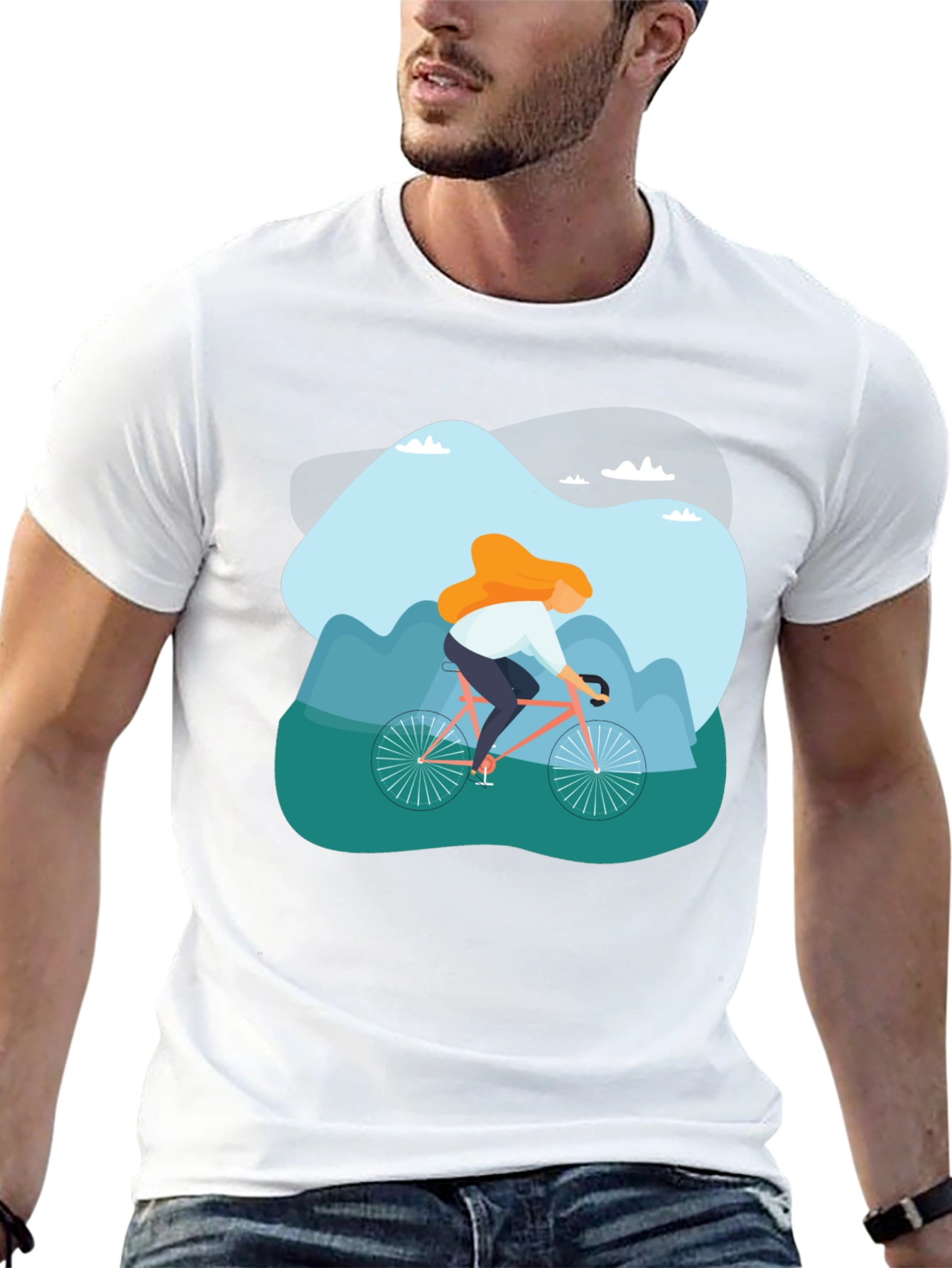 Cycling Adventure Graphic Tee - Black Cotton T-Shirt