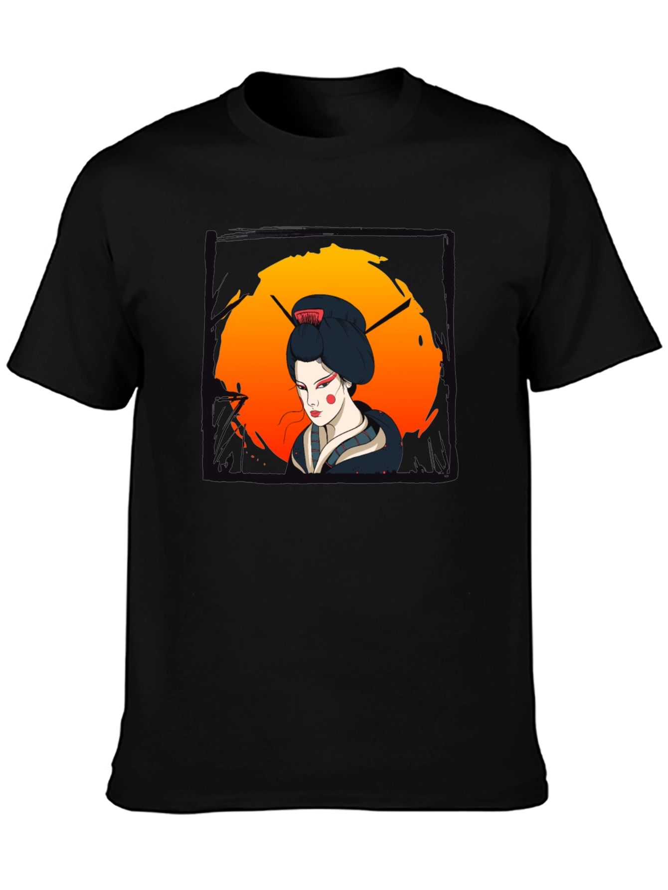 Geisha Graphic Print Black T-Shirt
