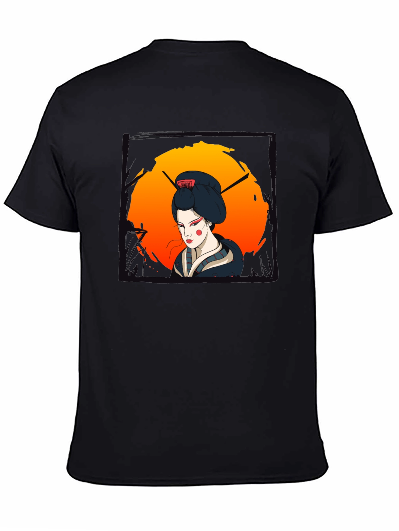 Geisha Graphic Print Black T-Shirt