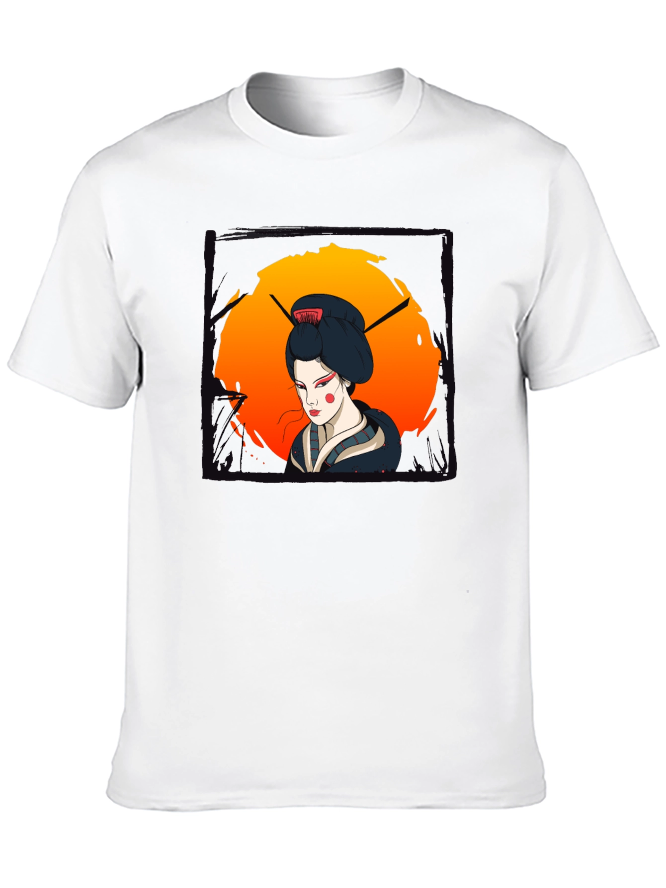 Geisha Graphic Print Black T-Shirt