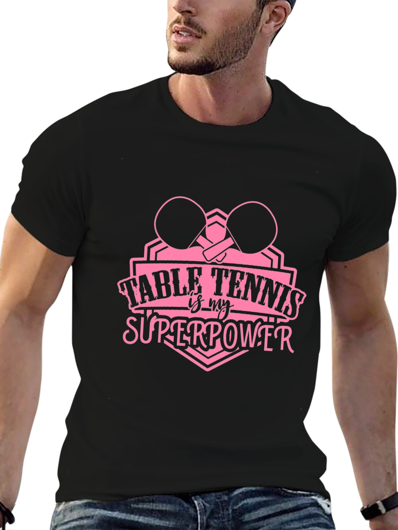 Table Tennis Superpower Black T-Shirt