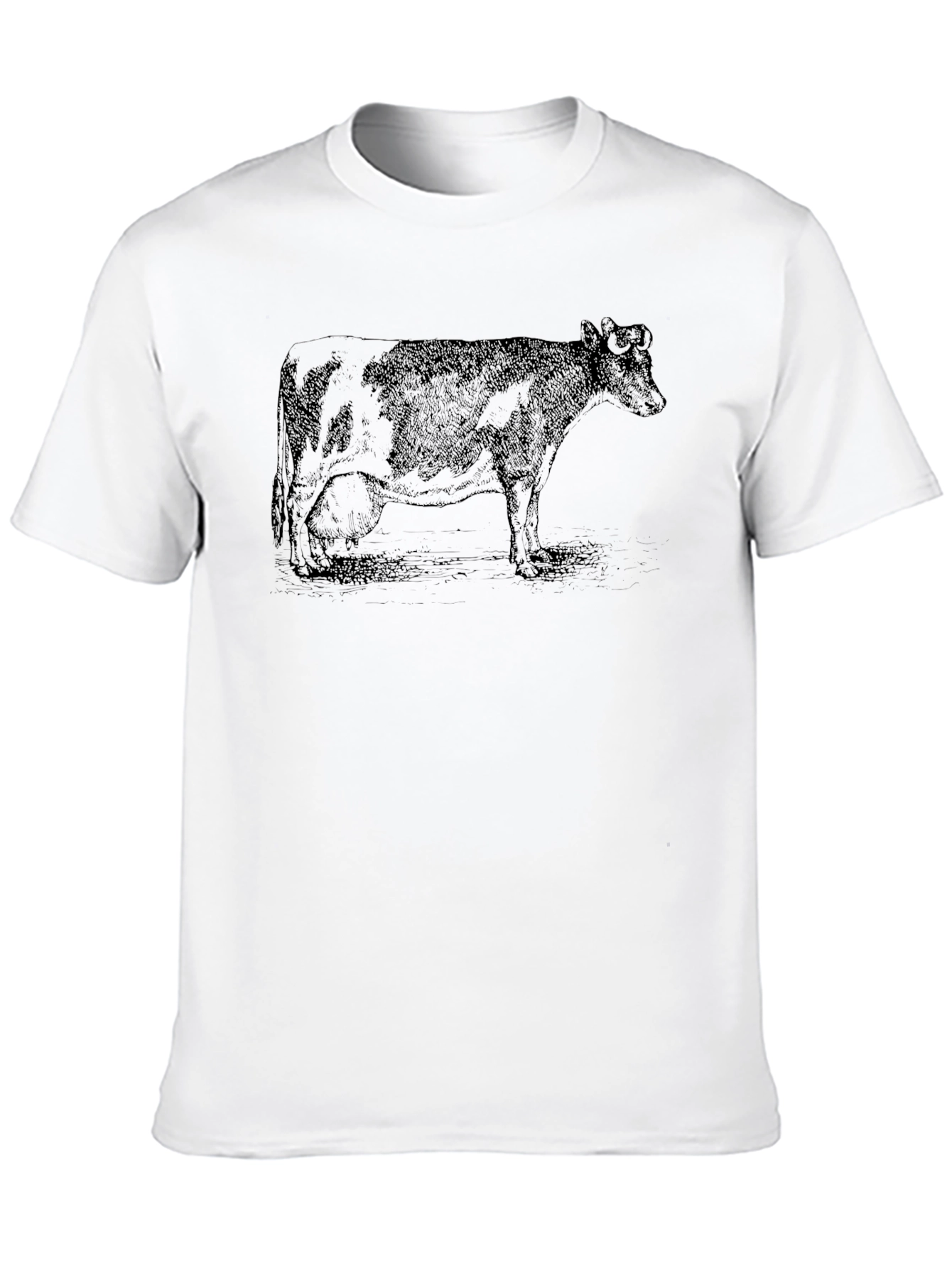 Black T-Shirt with Cow Graphic Print