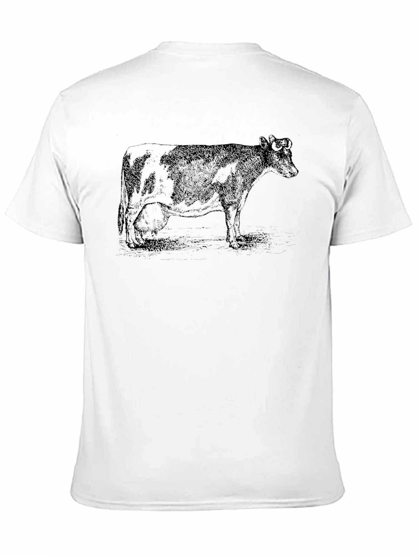 Black T-Shirt with Cow Graphic Print