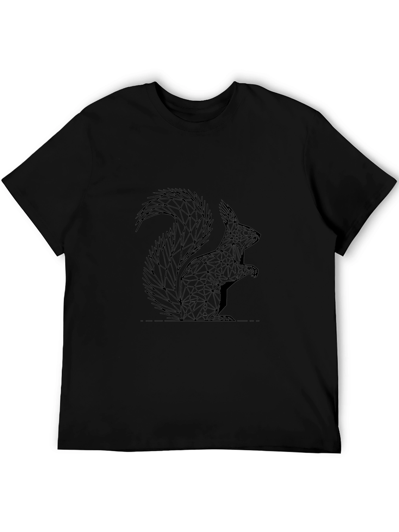 Geometric Squirrel Graphic Black T-Shirt