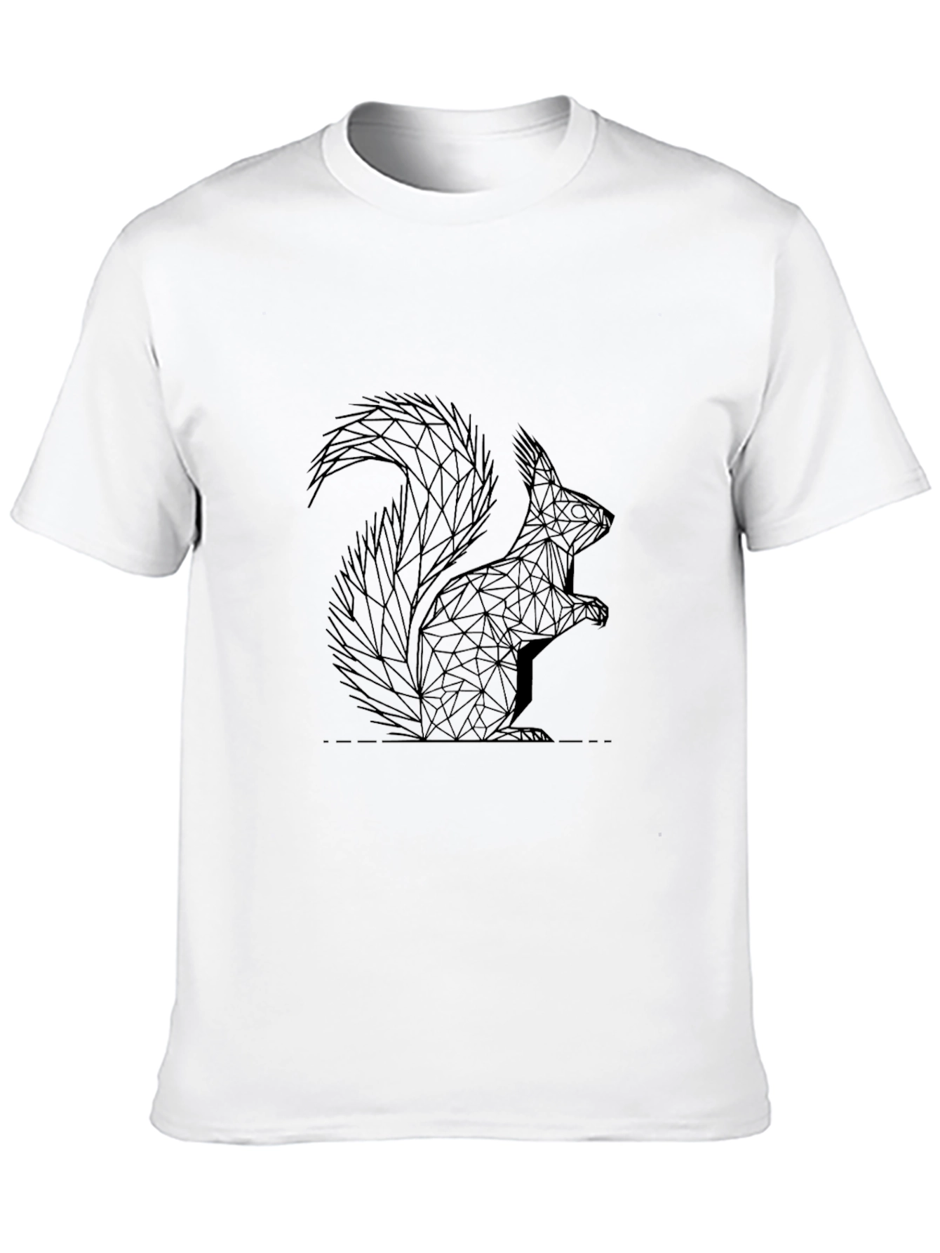 Geometric Squirrel Graphic Black T-Shirt