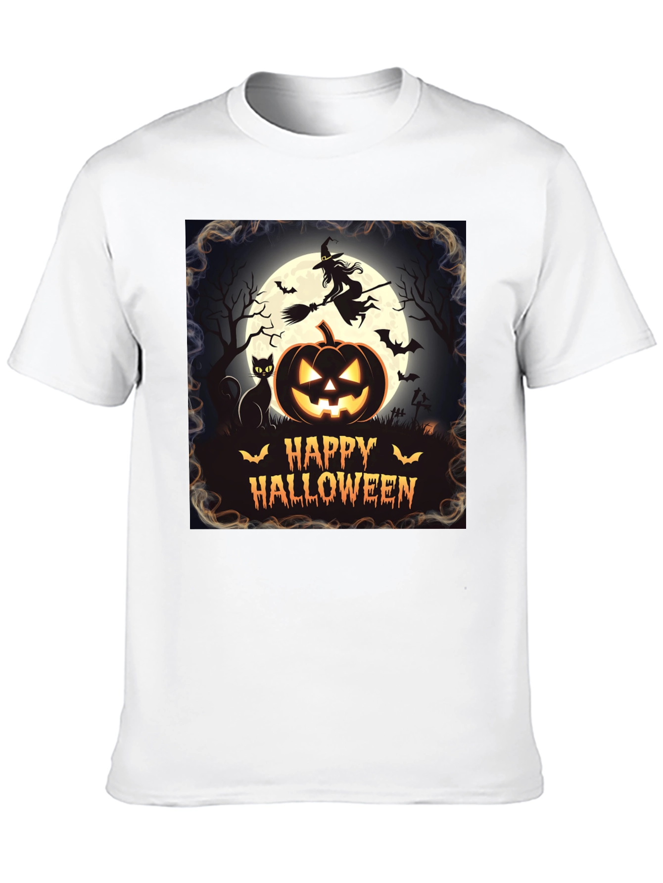 Halloween T-Shirt Witch Cat Pumpkin Design
