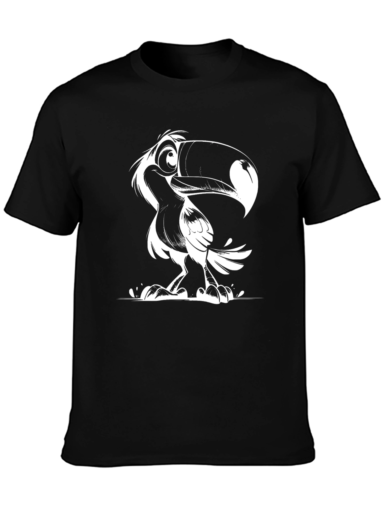 Toucan Cartoon Graphic Black T-Shirt