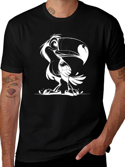 Toucan Cartoon Graphic Black T-Shirt
