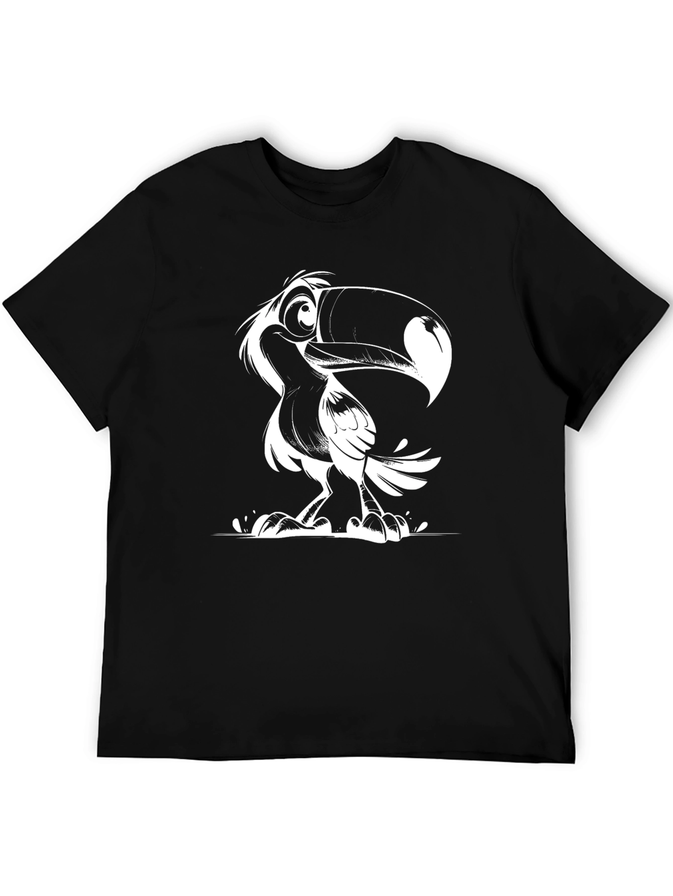 Toucan Cartoon Graphic Black T-Shirt