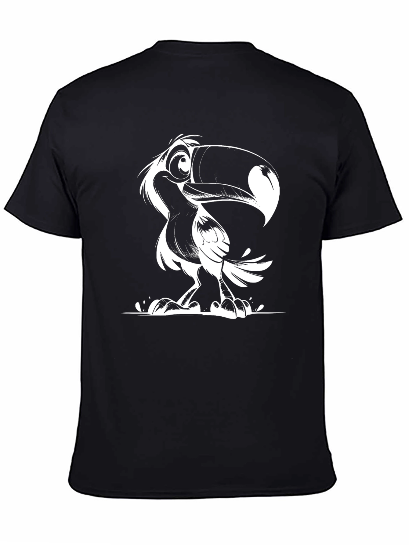 Toucan Cartoon Graphic Black T-Shirt