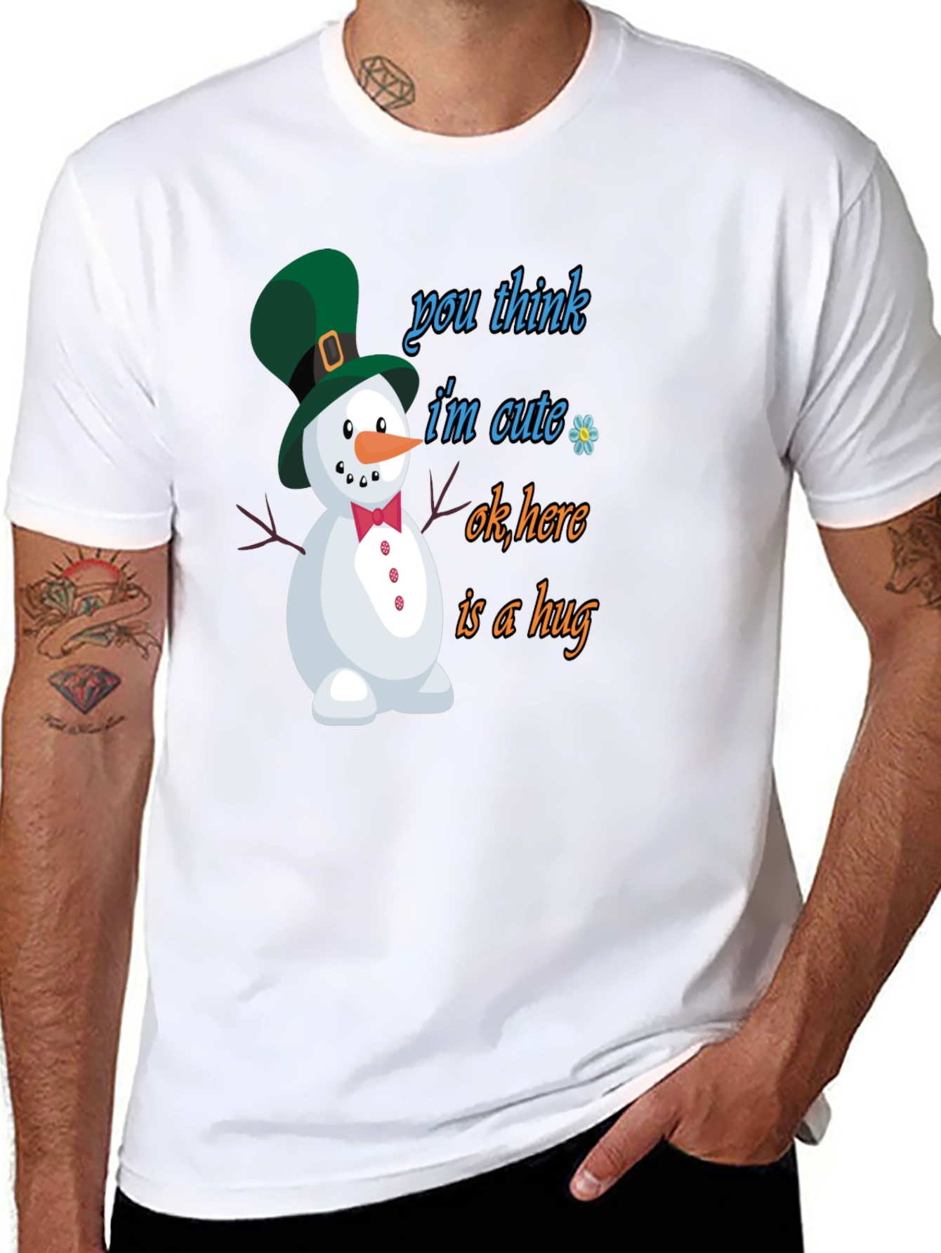 Cute Snowman Graphic Tee - Hug