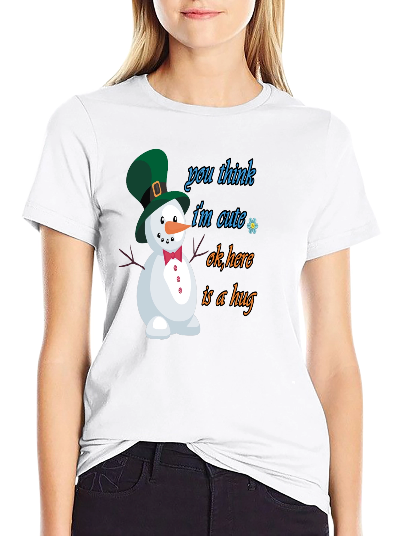 Cute Snowman Graphic Tee - Hug