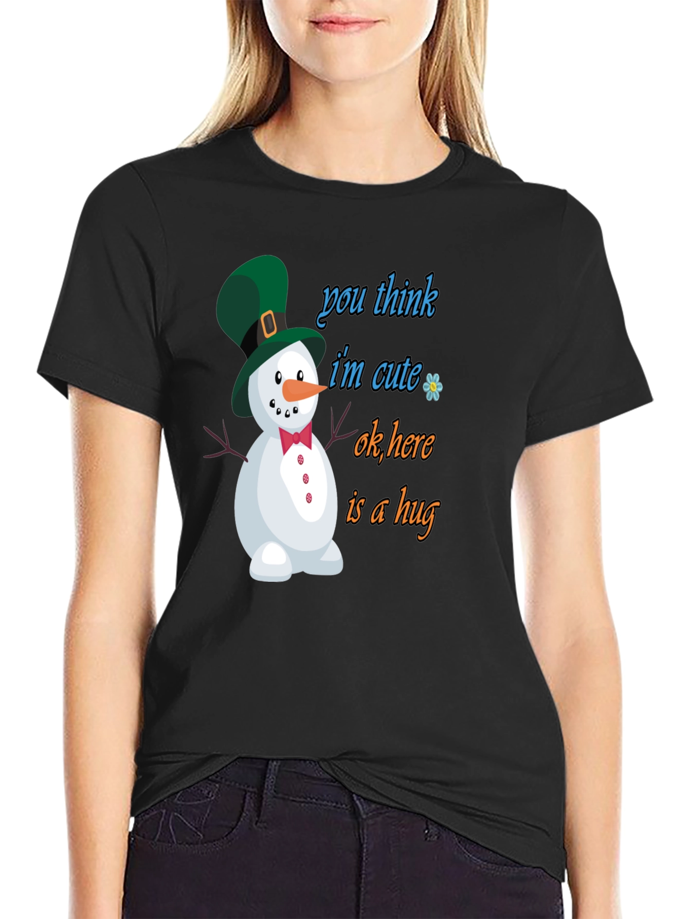 Cute Snowman Graphic Tee - Hug