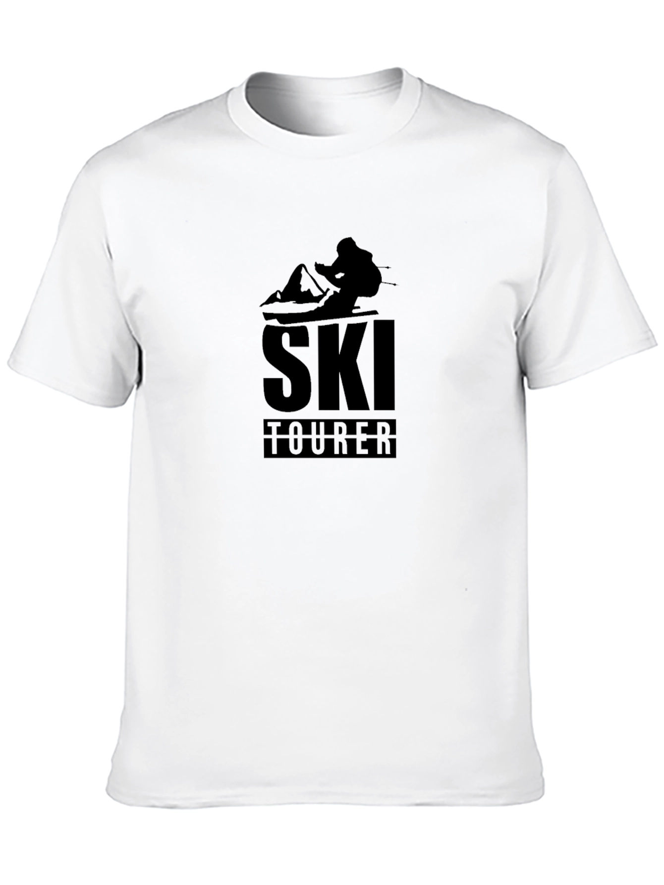 Ski Tourer Graphic Tee - Black Cotton T-Shirt