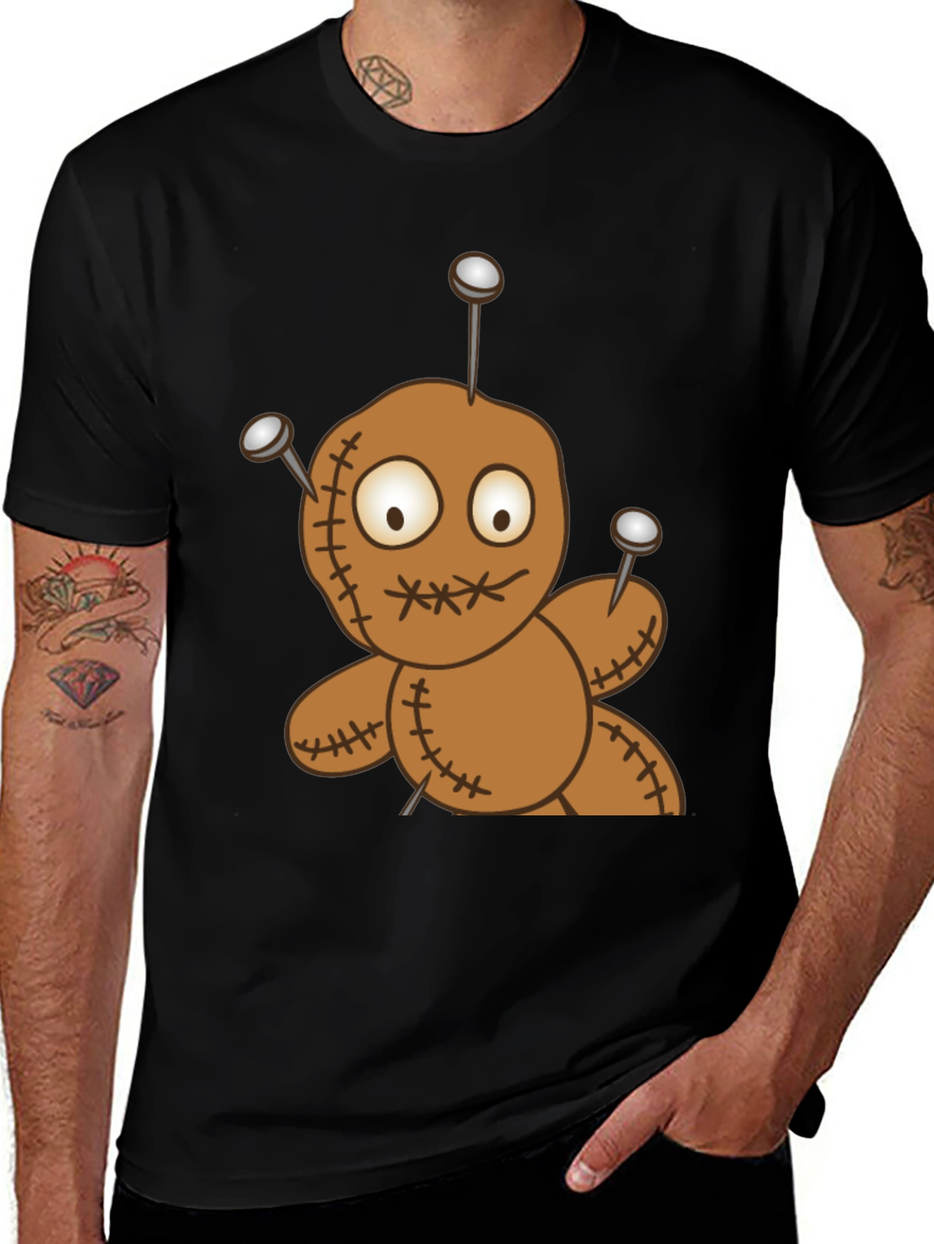 Voodoo Doll Graphic Tee - Black Cotton T-Shirt