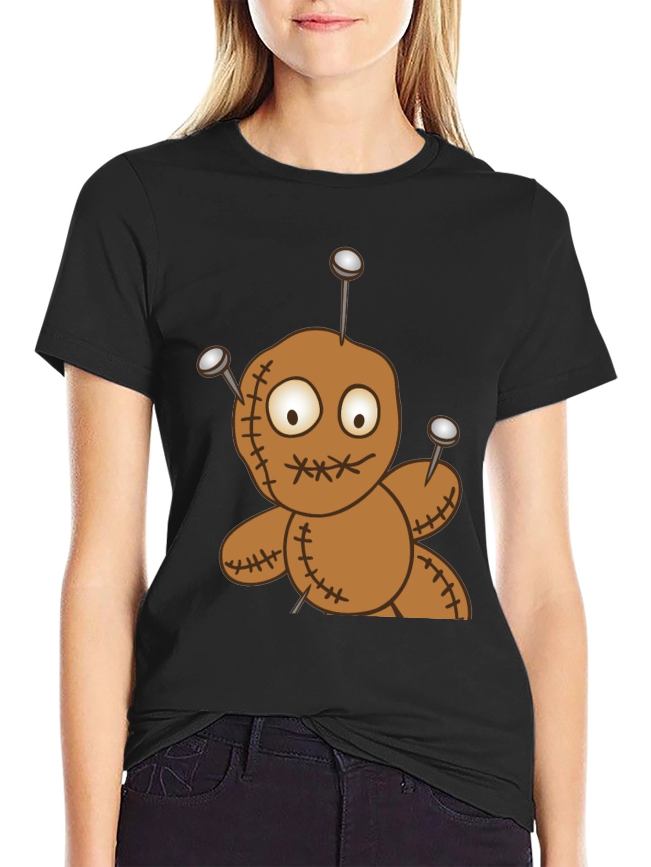 Voodoo Doll Graphic Tee - Black Cotton T-Shirt