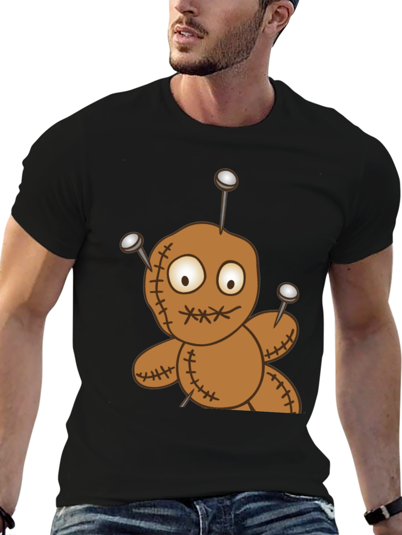 Voodoo Doll Graphic Tee - Black Cotton T-Shirt