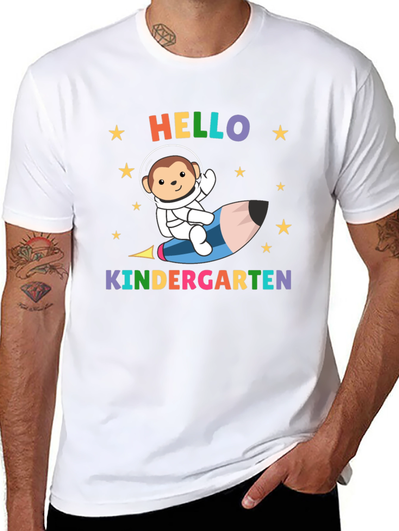 Hello Kindergarten Monkey Astronaut T-Shirt