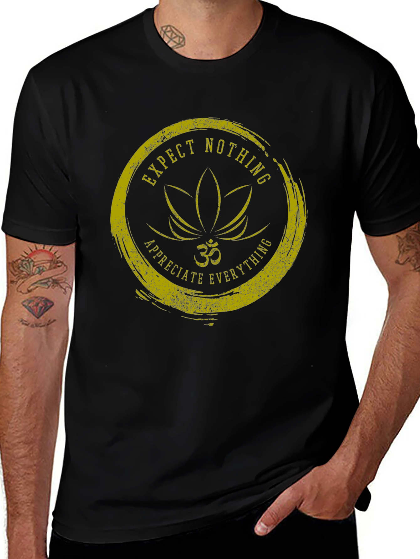 Expect Nothing T-Shirt: Om Lotus Graphic Tee
